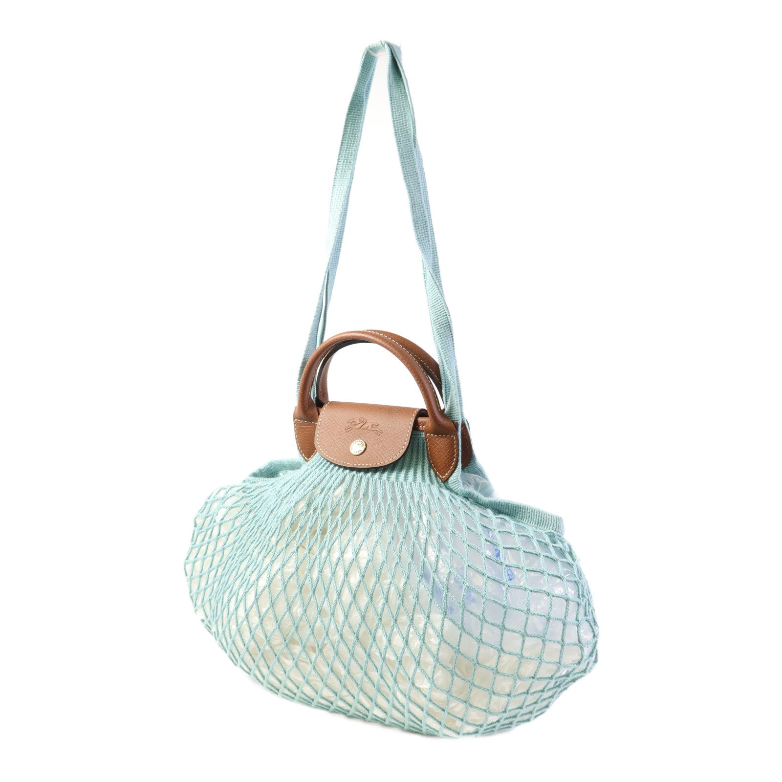 Longchamp 棉質/牛皮皮革2 Way Shoulder Bag金扣手挽肩背兩用袋