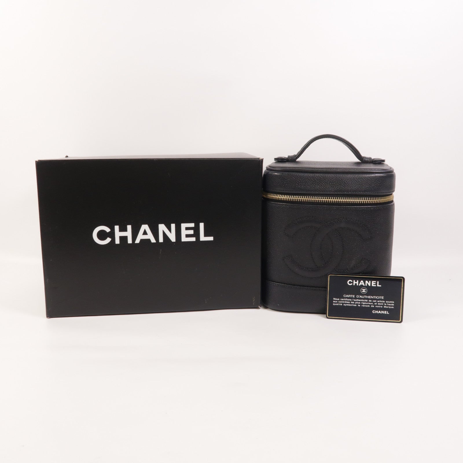 CHANEL 牛皮皮革Vintage Vanity Case金扣手挽袋