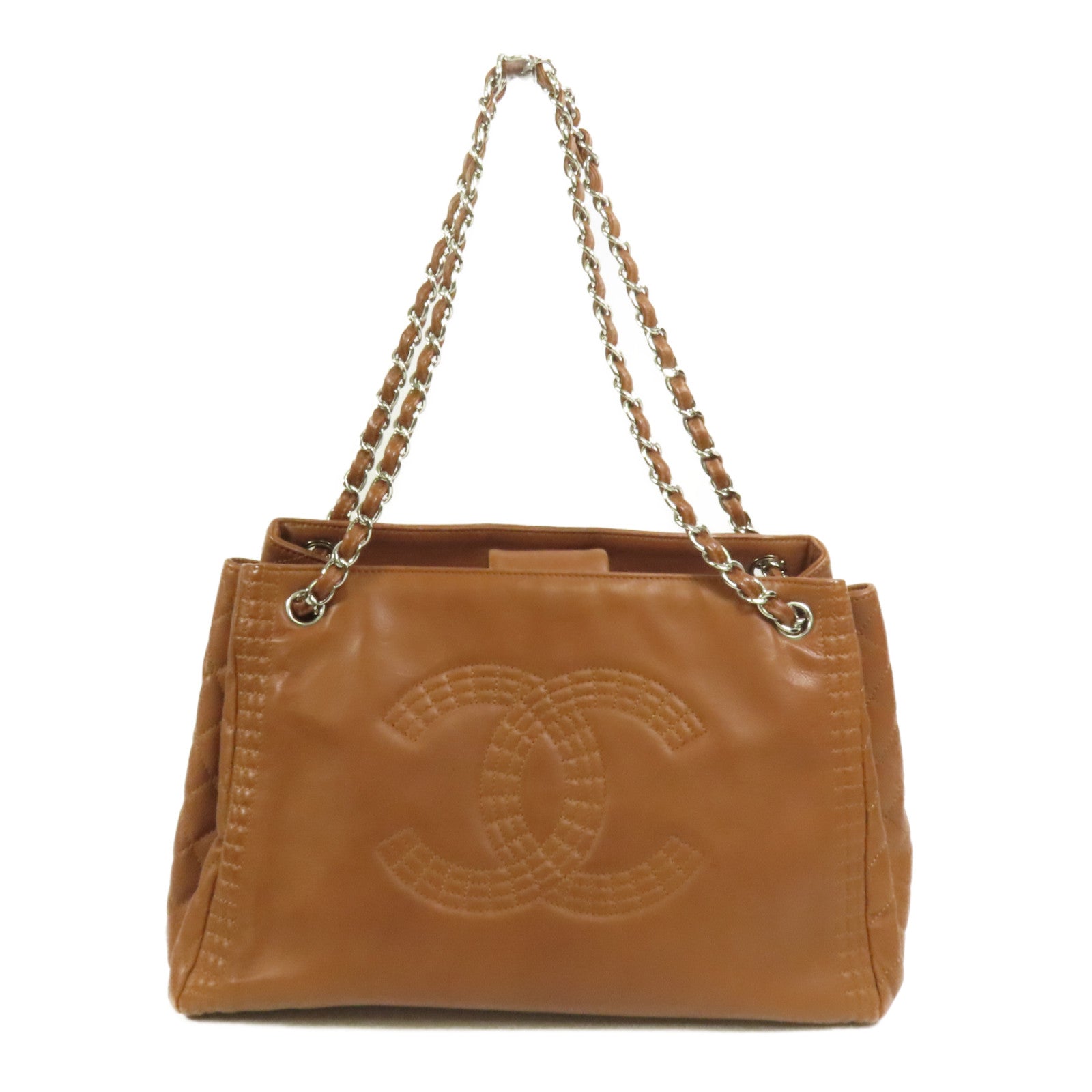 CHANEL 牛皮皮革Coco Bengal Tote銀扣肩背袋