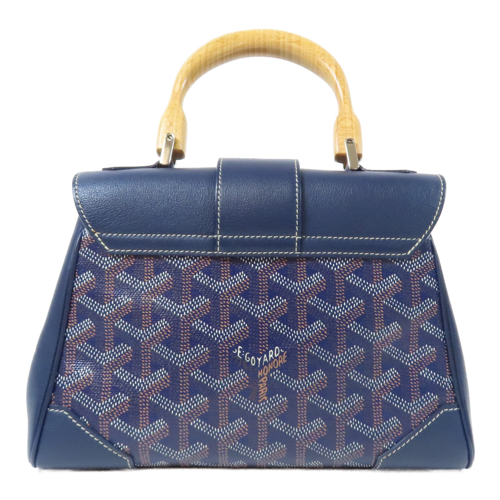 GOYARD 塗層帆布Saigon Structure Mini Bag銀扣手挽肩背兩用袋深藍色