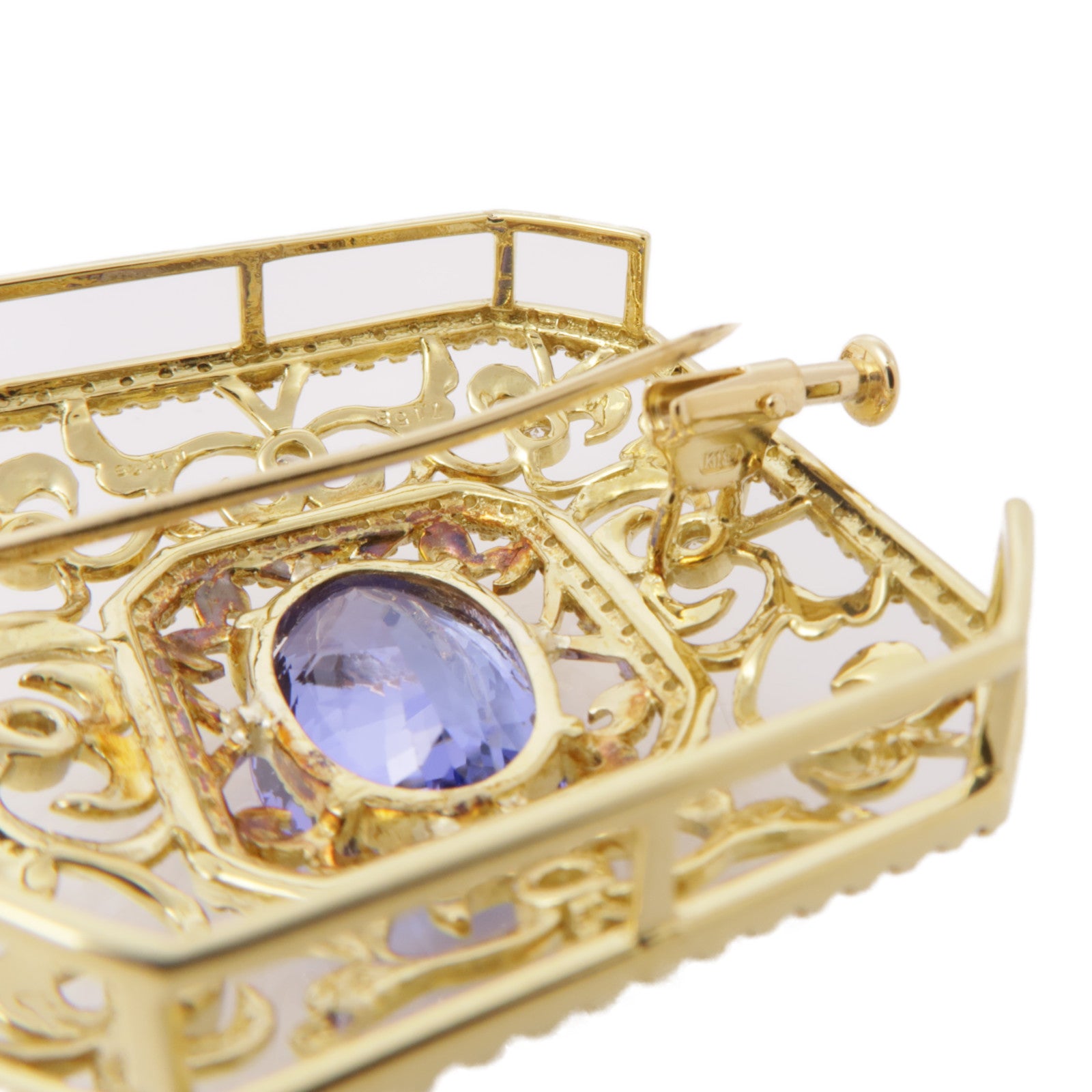 JEWELRY 18K黃金Tanzanite Diamond Brooch坦桑石/鑽石胸針