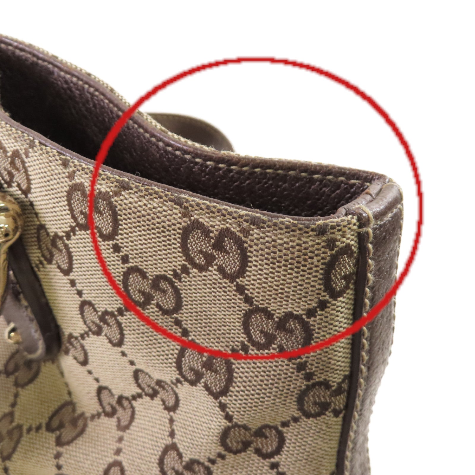 GUCCI 【激減優惠】GG帆布Tote Bag金扣手挽啡色