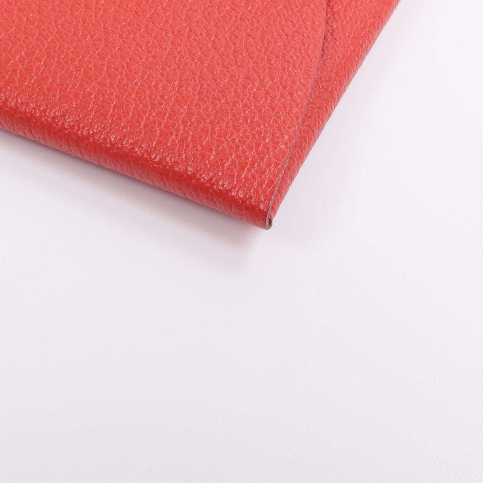 HERMES Chevre皮革Bastia零錢包Rose Texas