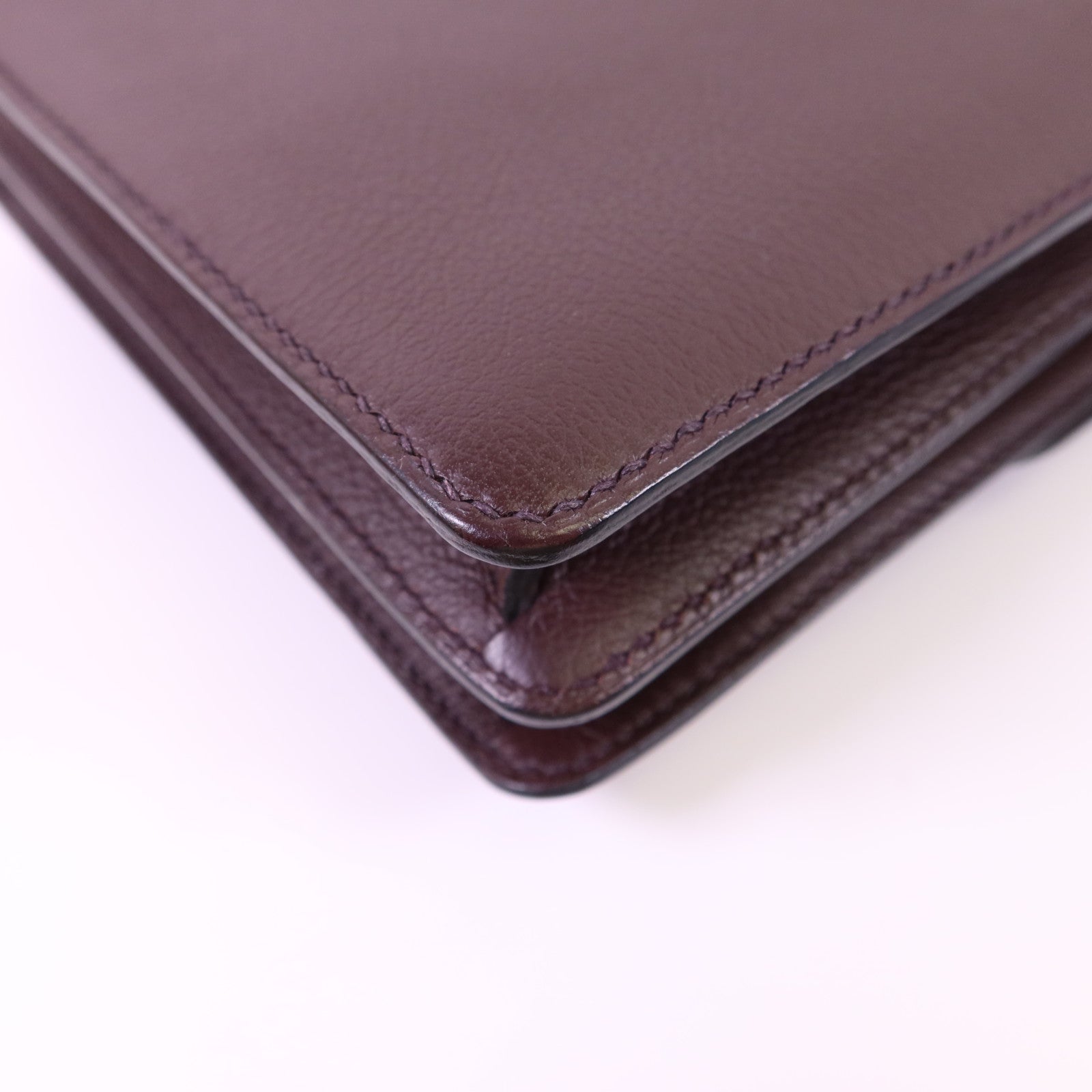 HERMES Evercolor皮革Roulis Mini銀扣肩背袋Rouge Sellier