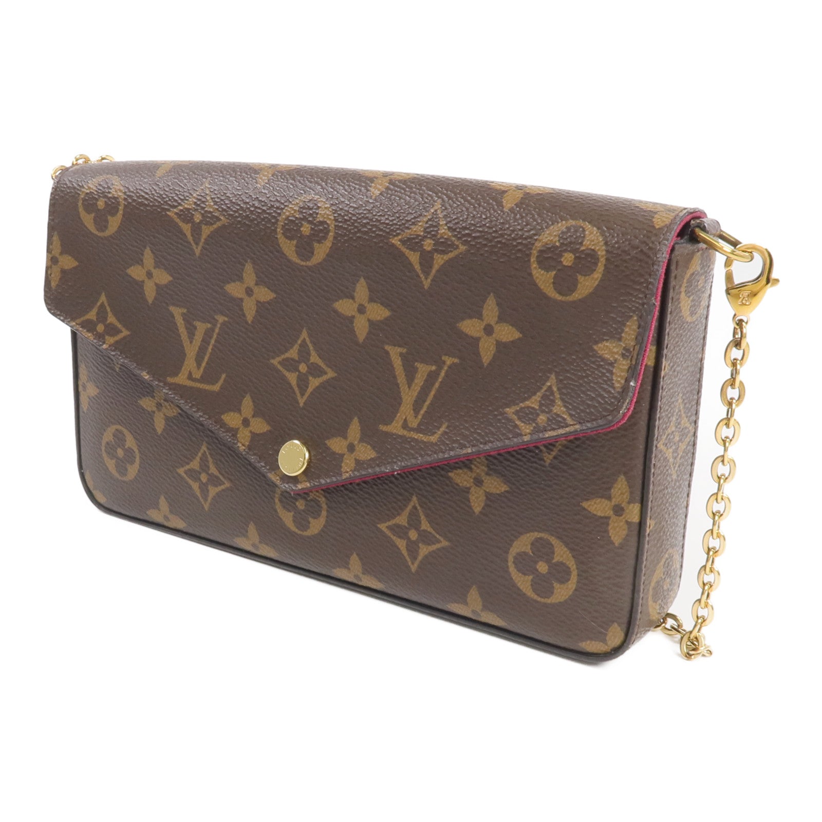 LOUIS VUITTON Monogram Pochette Felicie金扣鏈帶肩背袋
