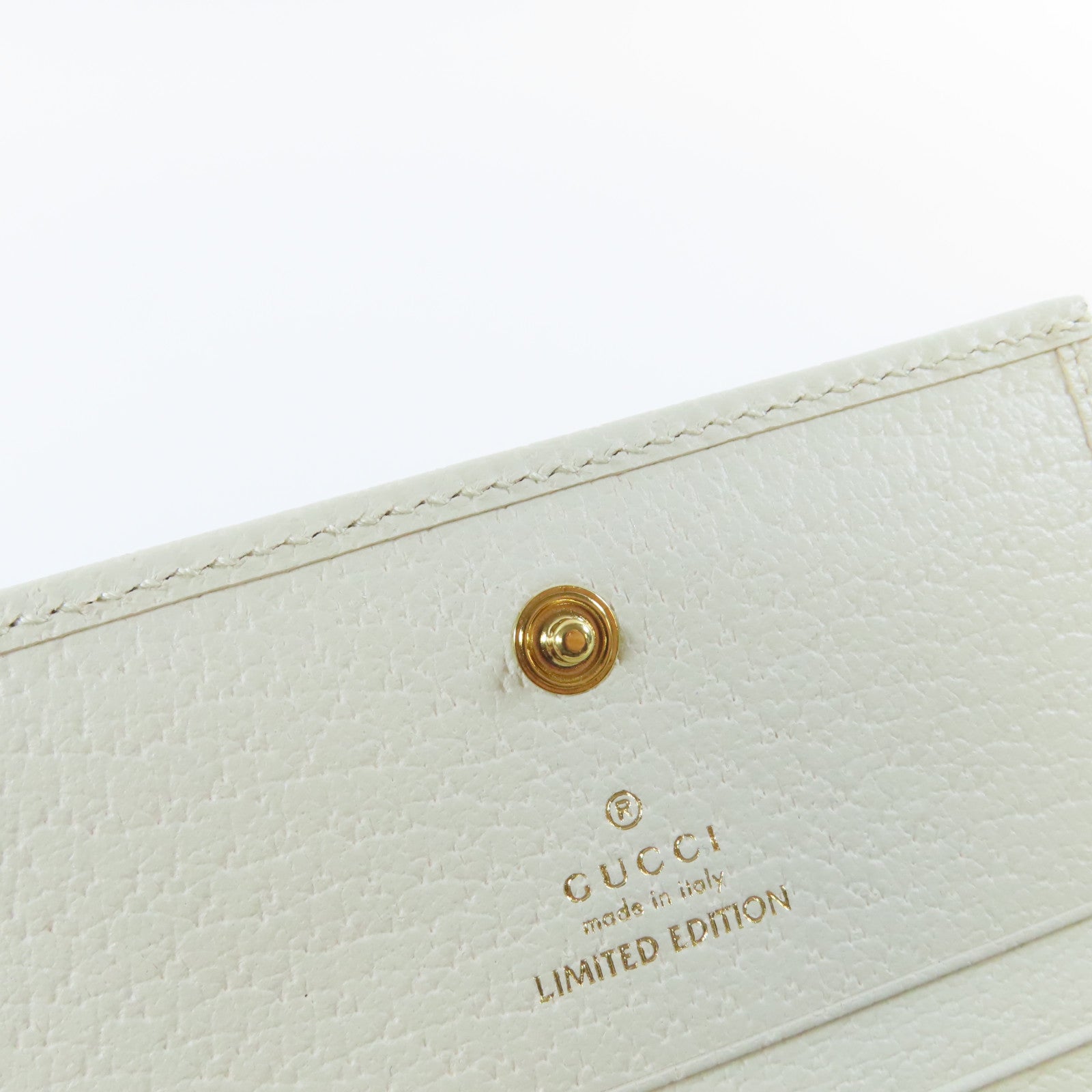 GUCCI 帆布/皮革GG Marmont Flora Wallet金扣錢包白色/彩色