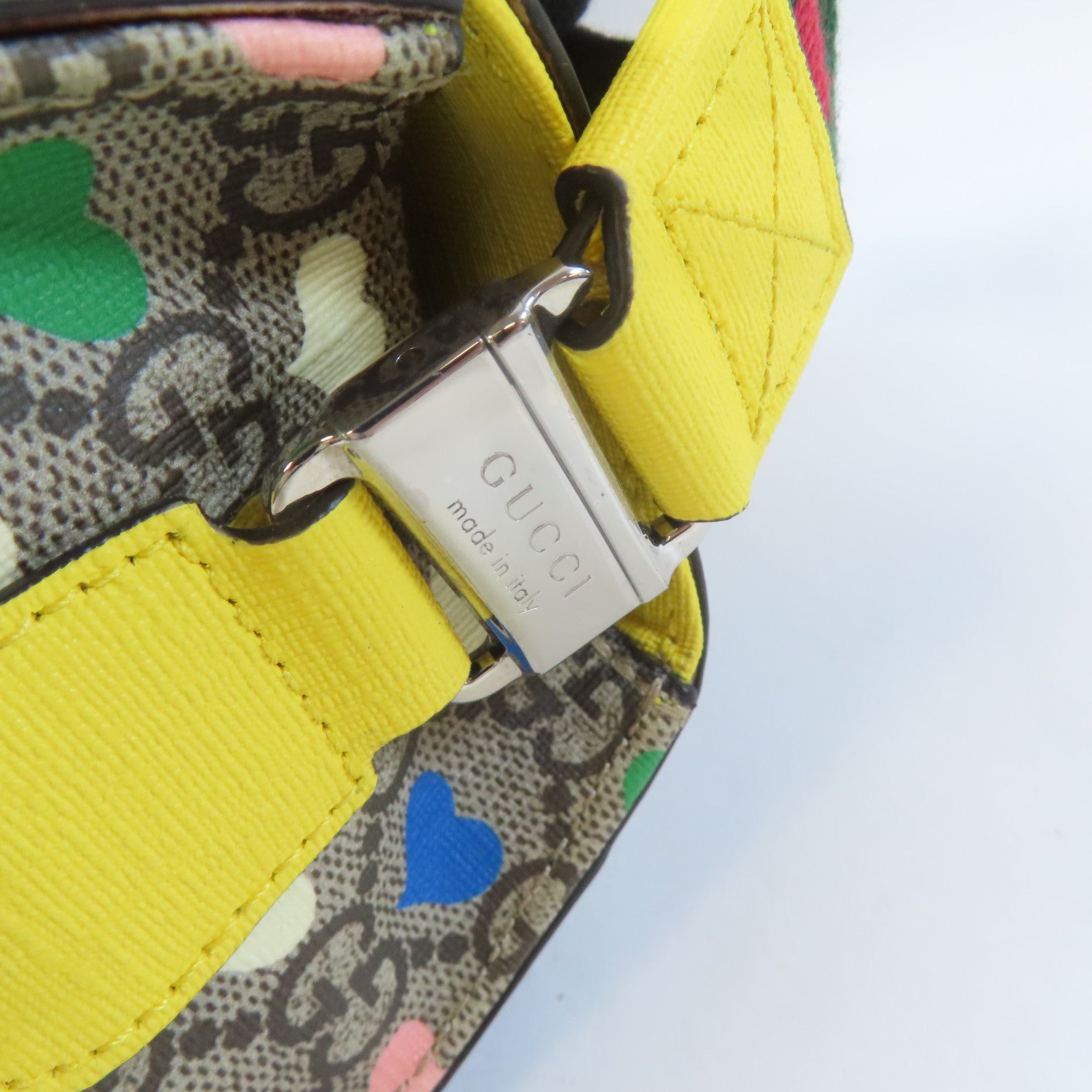 GUCCI 【激減優惠】塗層帆布GG Supreme 2 Way Bag銀扣手挽肩背兩用袋啡色/黃色