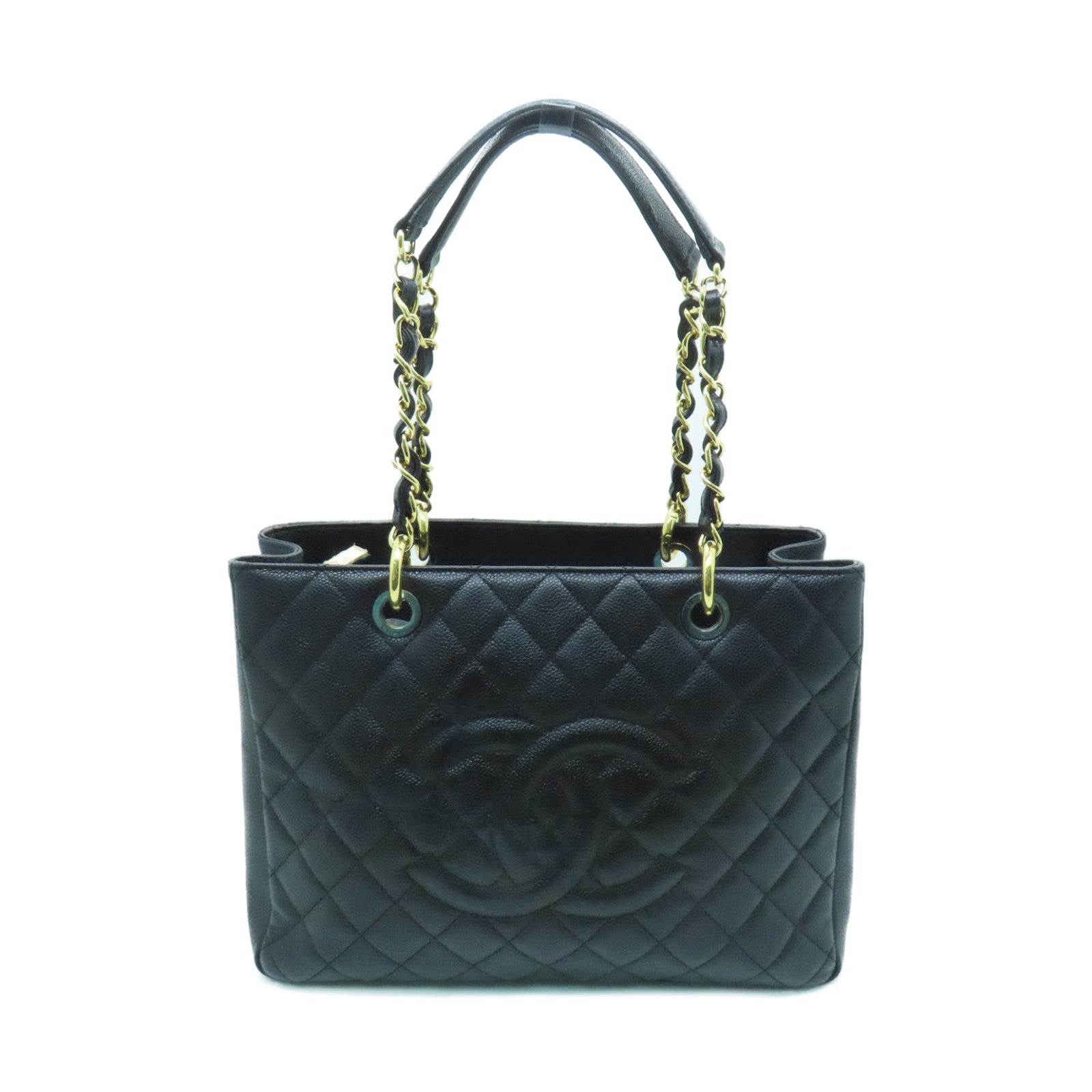 CHANEL 【激減優惠】菱格Caviar皮革GST Grand Shopping Tote Bag金扣肩背袋黑色