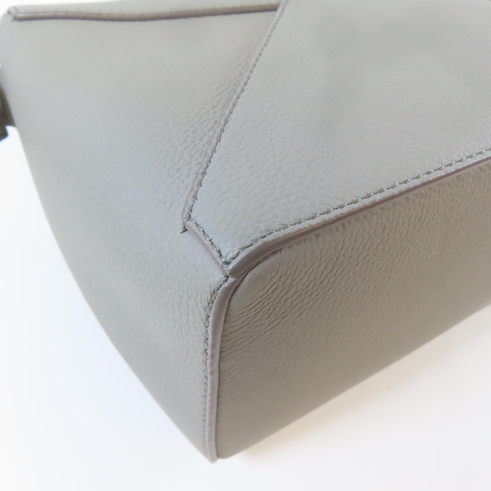 LOEWE 牛皮皮革Small Puzzle Edge 2 Way Shoulder銀扣手挽肩背兩用袋灰色