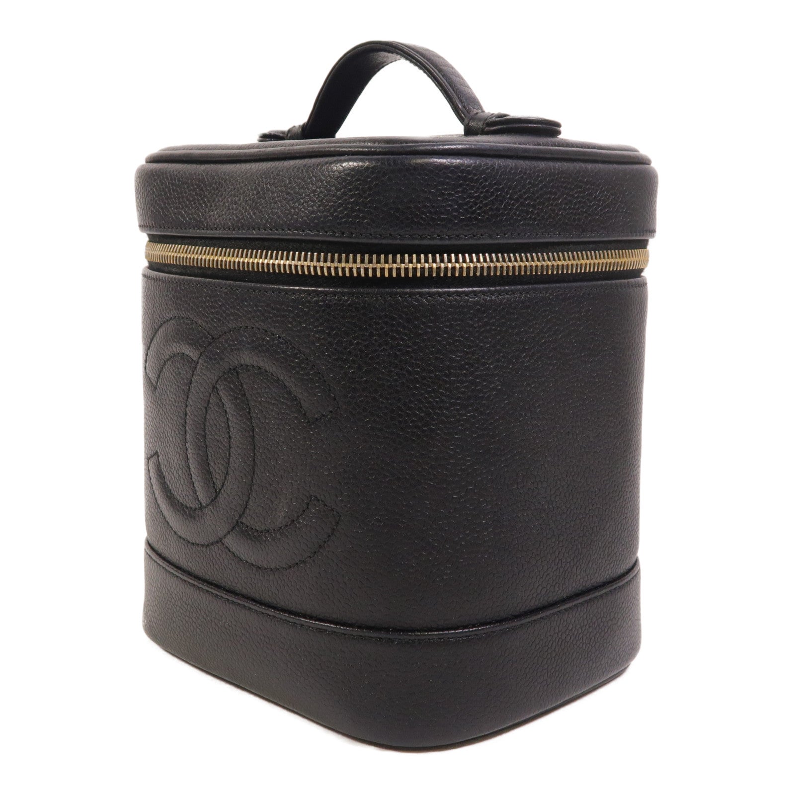 CHANEL 牛皮皮革Vintage Vanity Case金扣手挽袋