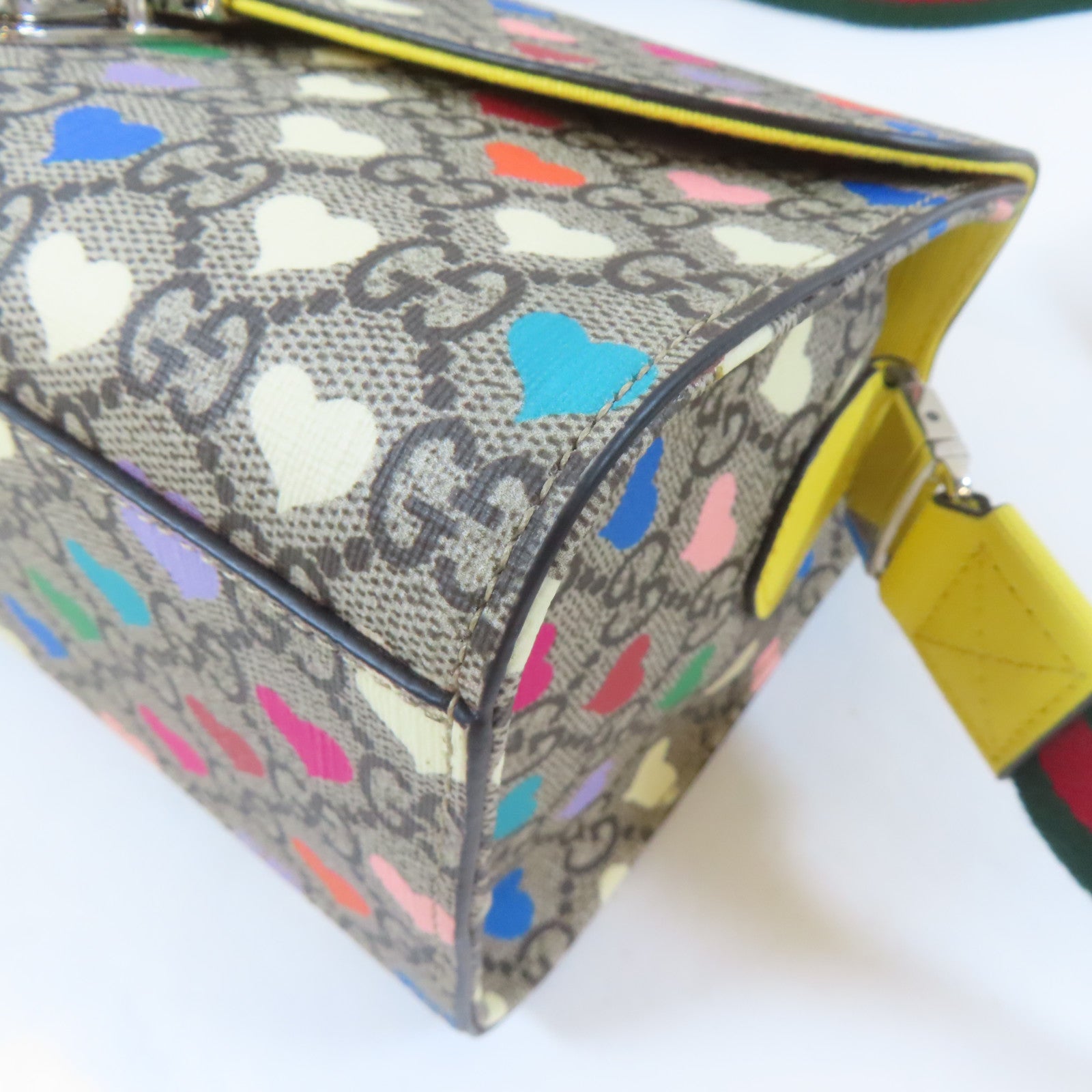 GUCCI 【激減優惠】塗層帆布GG Supreme 2 Way Bag銀扣手挽肩背兩用袋啡色/黃色