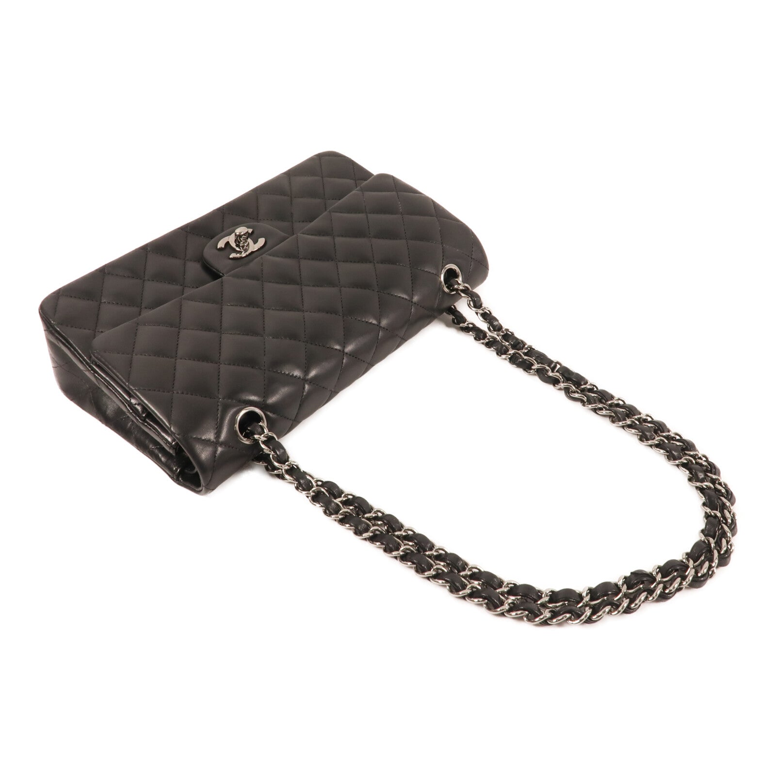 CHANEL 羊皮皮革Classic 25銀扣鏈帶肩背袋