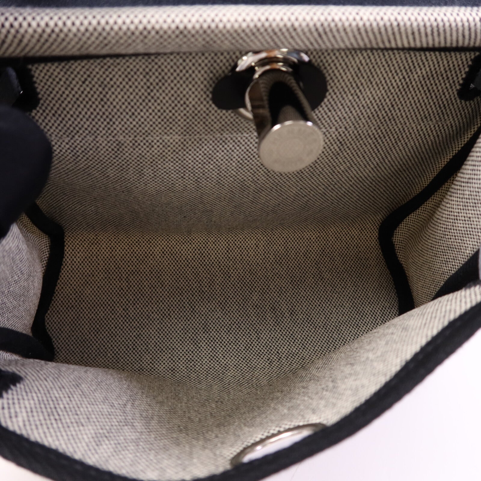 HERMES 帆布Mini Herbag銀扣肩背袋
