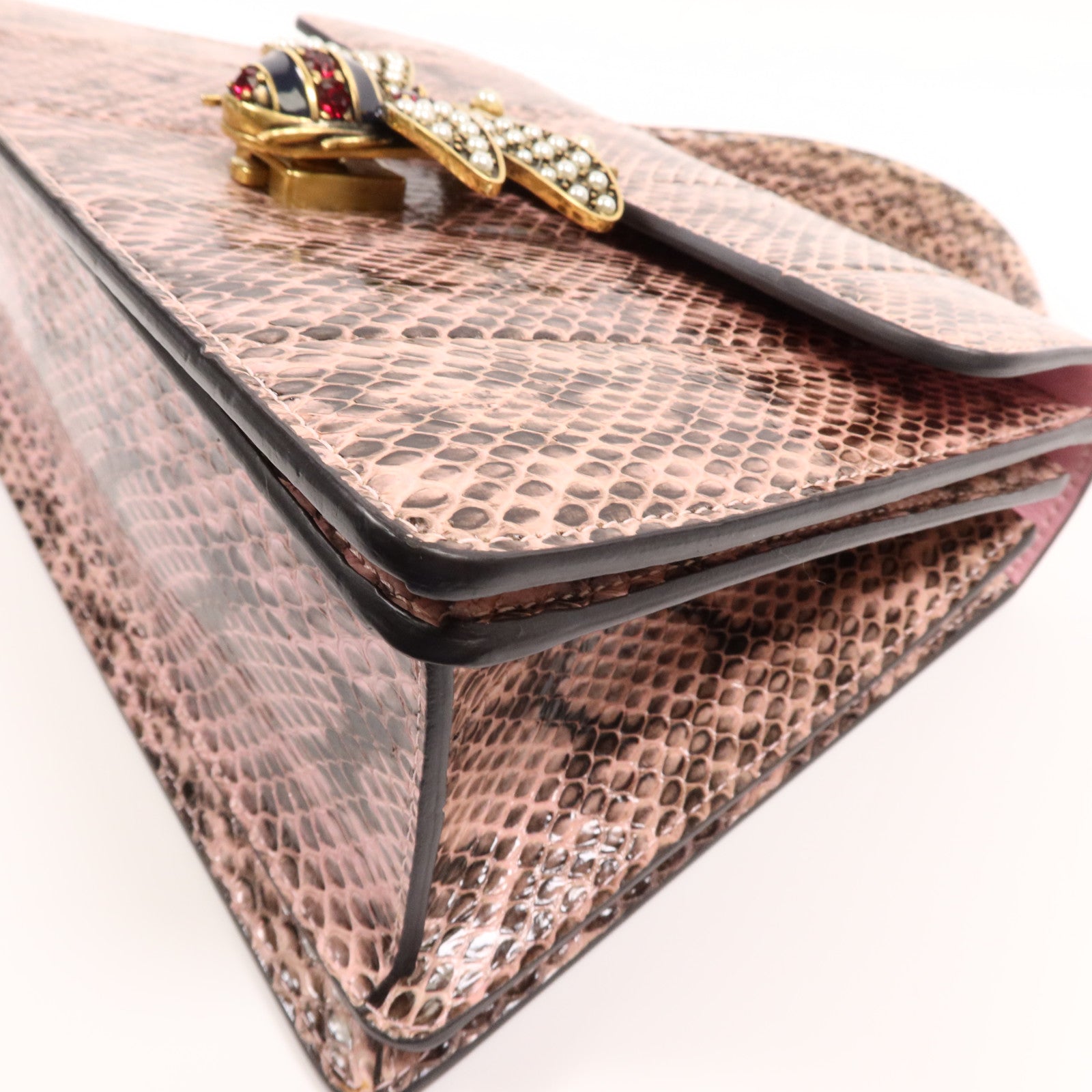 GUCCI 蛇皮皮革Queen Margaret金扣肩背袋