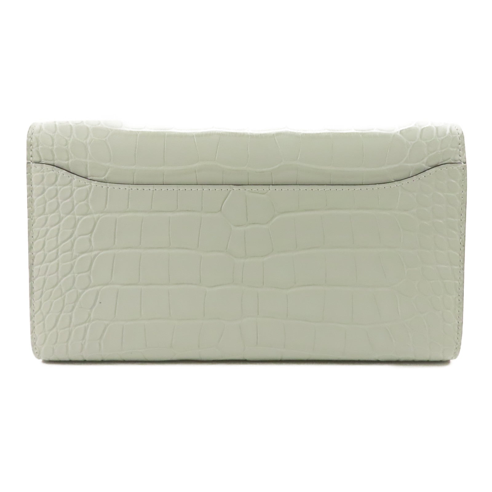 HERMES Alligator皮革Constance To Go銀扣肩背袋Gris Neve