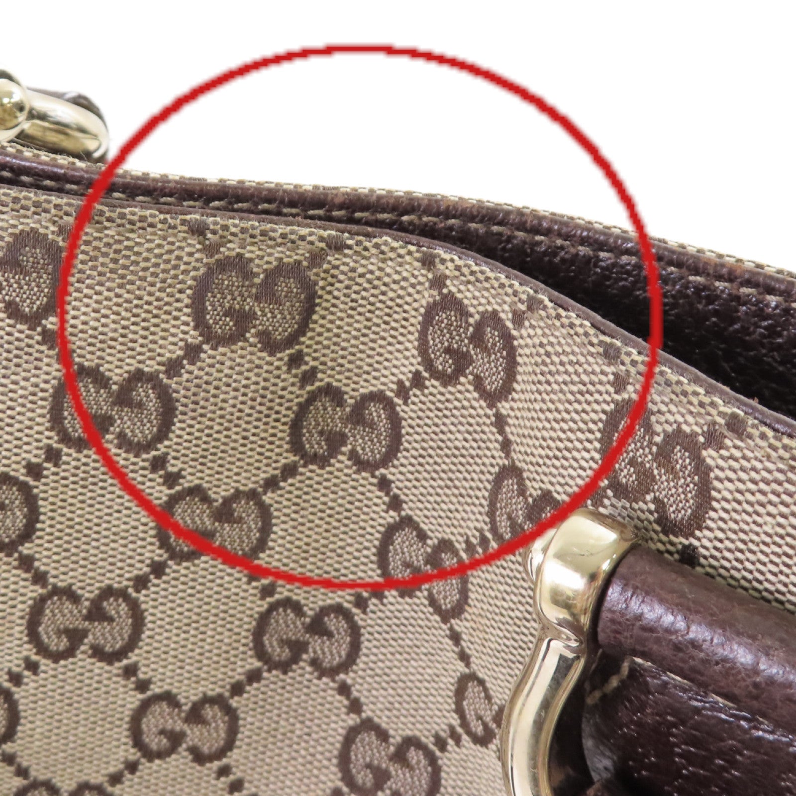 GUCCI 【激減優惠】GG帆布Tote Bag金扣手挽啡色