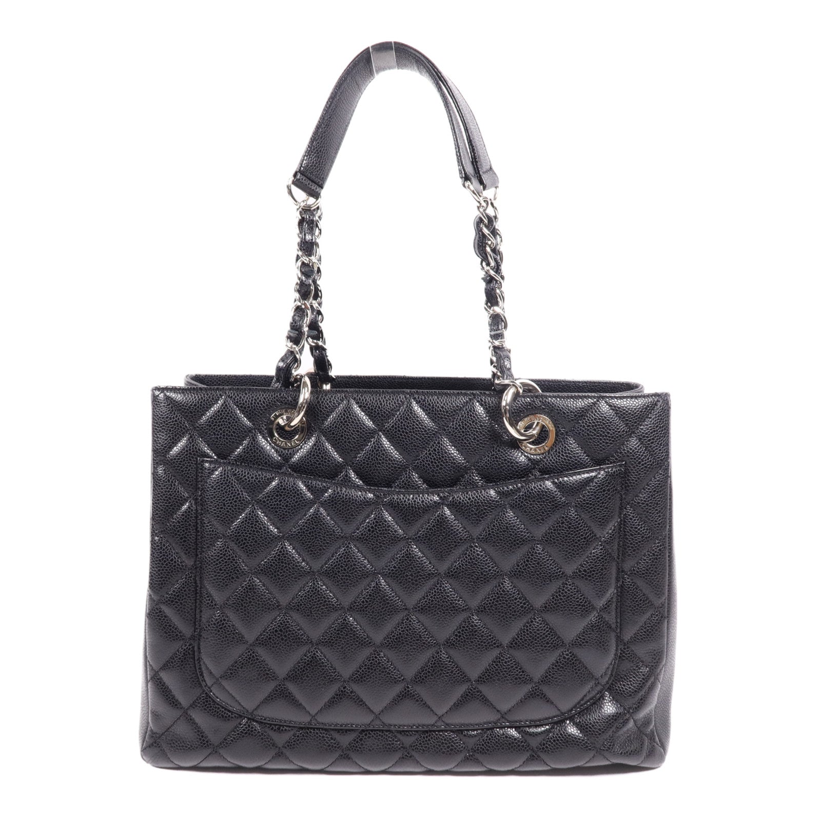 CHANEL 牛皮皮革GST Grand Shopping Tote Bag銀扣鏈帶肩背袋