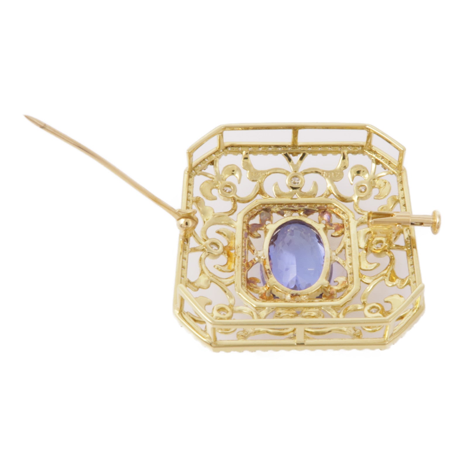 JEWELRY 18K黃金Tanzanite Diamond Brooch坦桑石/鑽石胸針