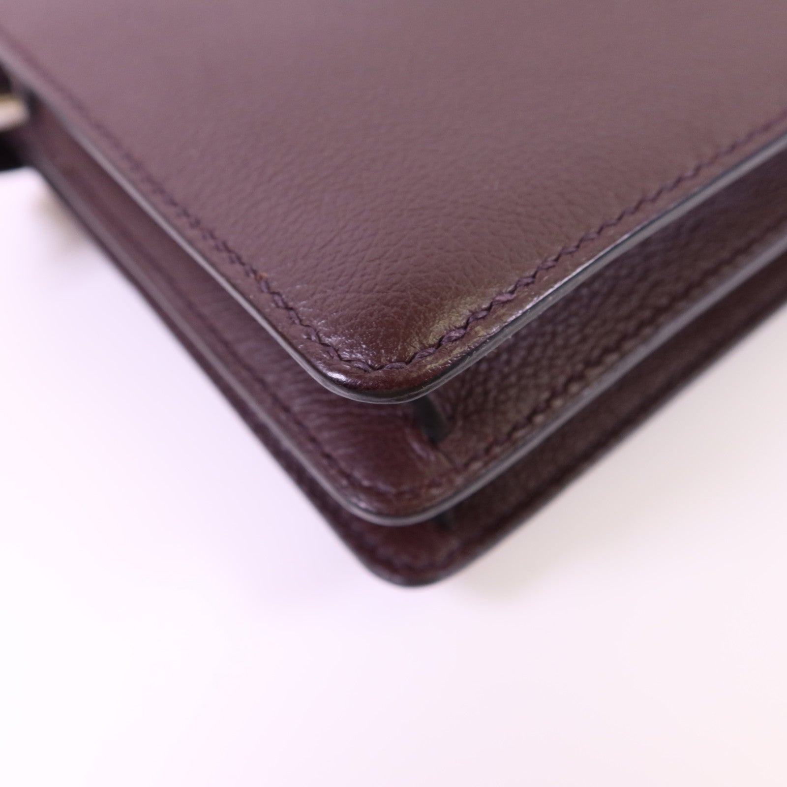 HERMES Evercolor皮革Roulis Mini銀扣肩背袋Rouge Sellier