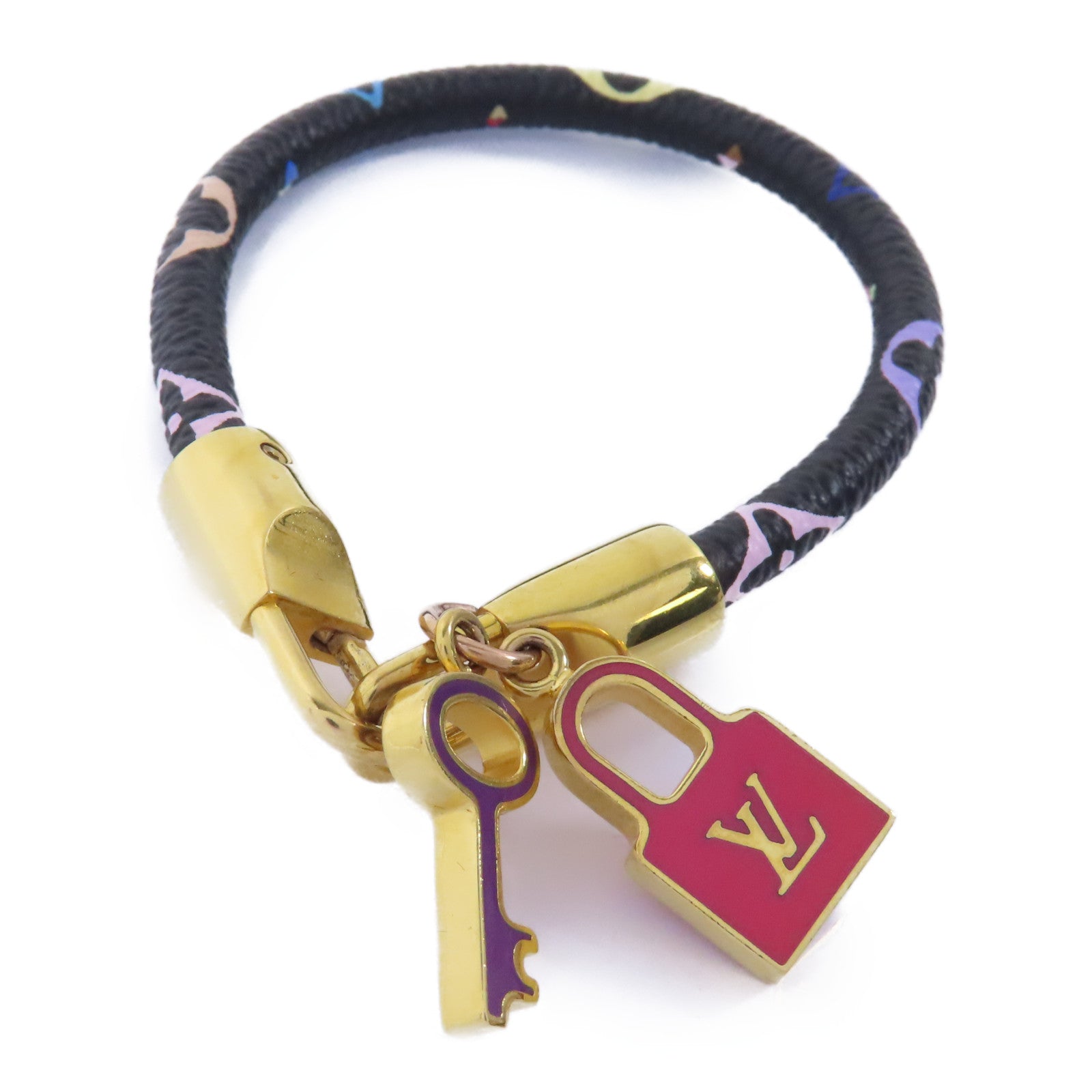 LOUIS VUITTON Monogram Multicolore Bracelet金扣手鐲黑色/彩色