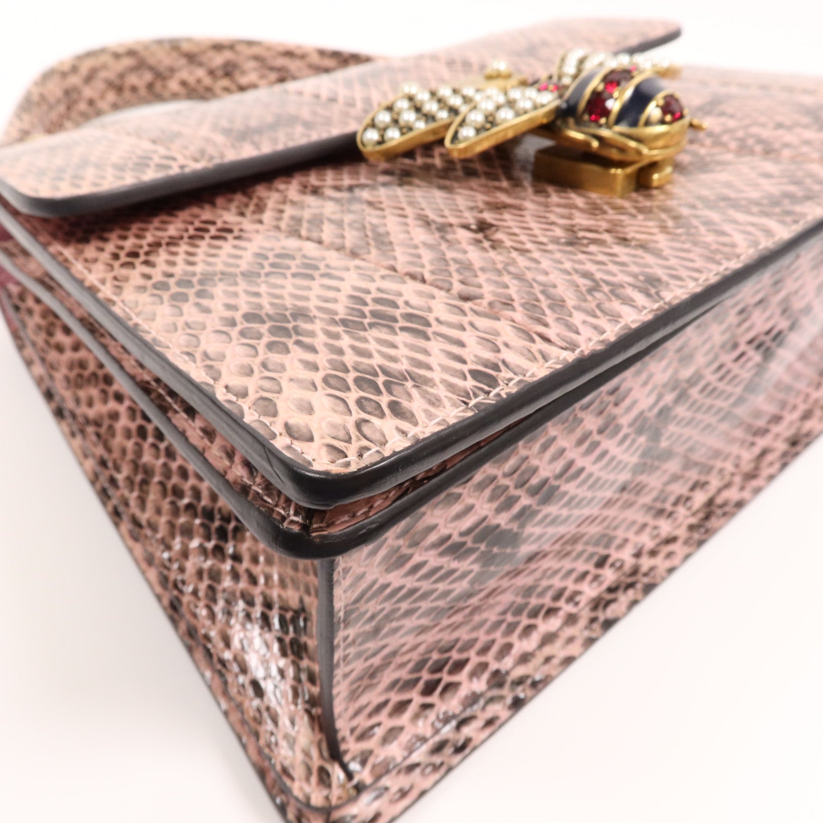 GUCCI 蛇皮皮革Queen Margaret金扣肩背袋