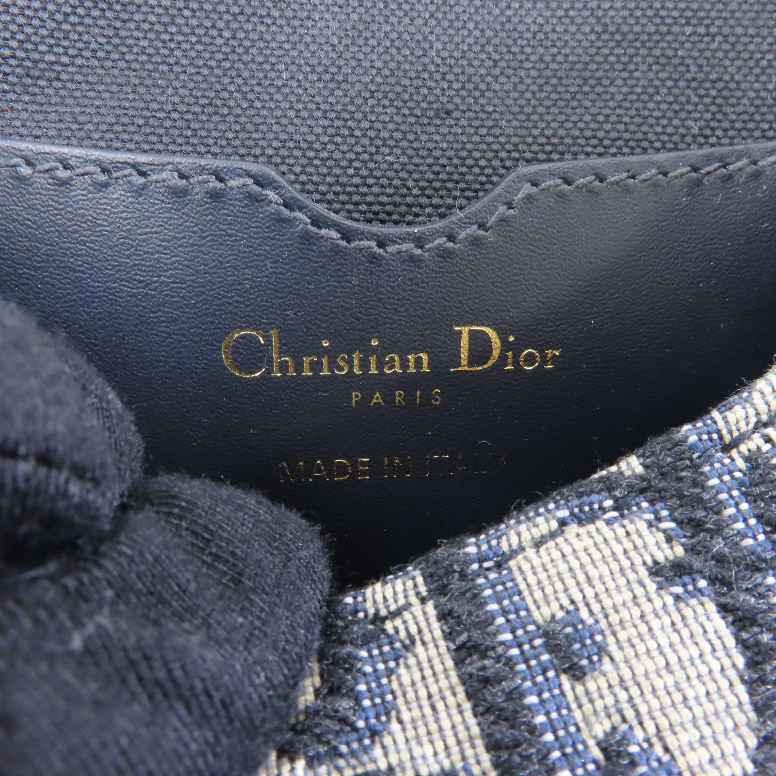 Dior 帆布Bobby金扣肩背袋藍色