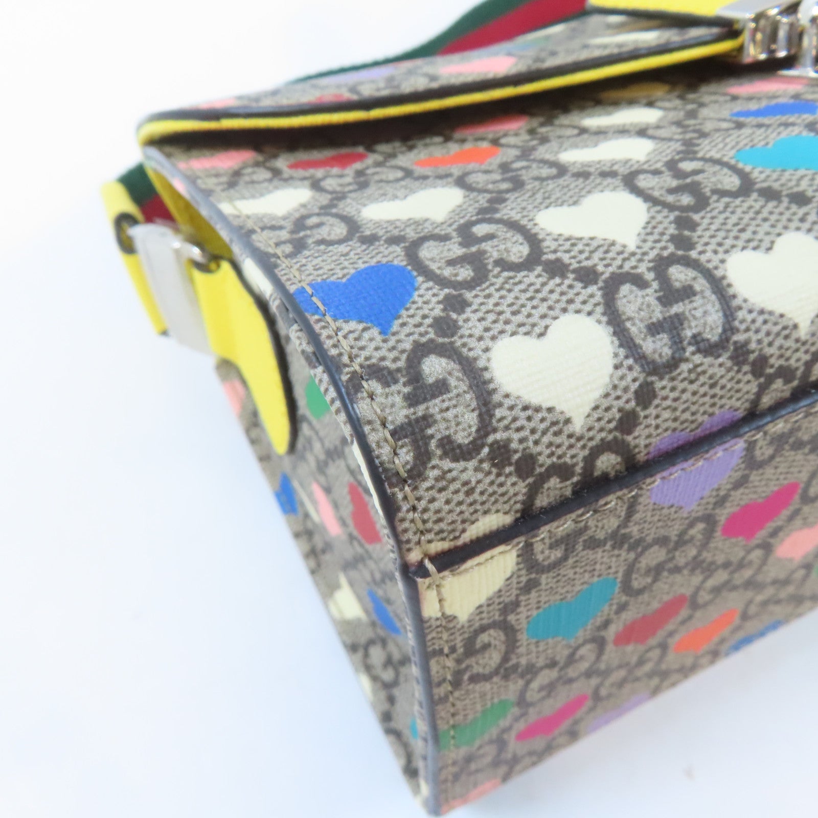 GUCCI 【激減優惠】塗層帆布GG Supreme 2 Way Bag銀扣手挽肩背兩用袋啡色/黃色