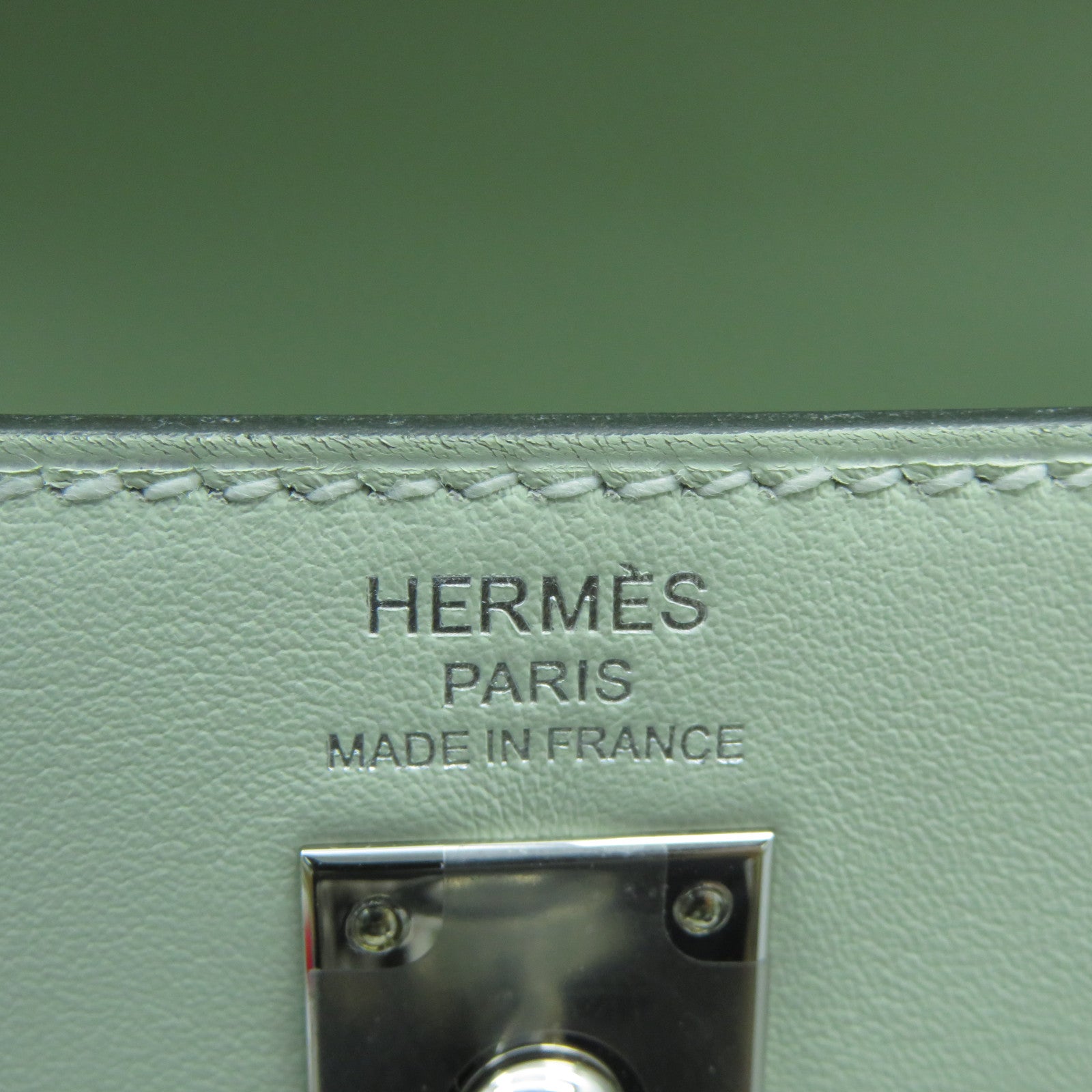 HERMES Swift皮革Kelly 25銀扣手挽肩背兩用袋Vert Fizz氣泡綠色