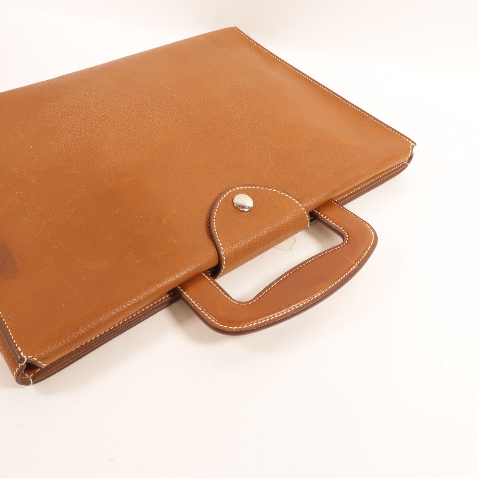 HERMES Barenia皮革Tribune Briefcase公事包Fauve