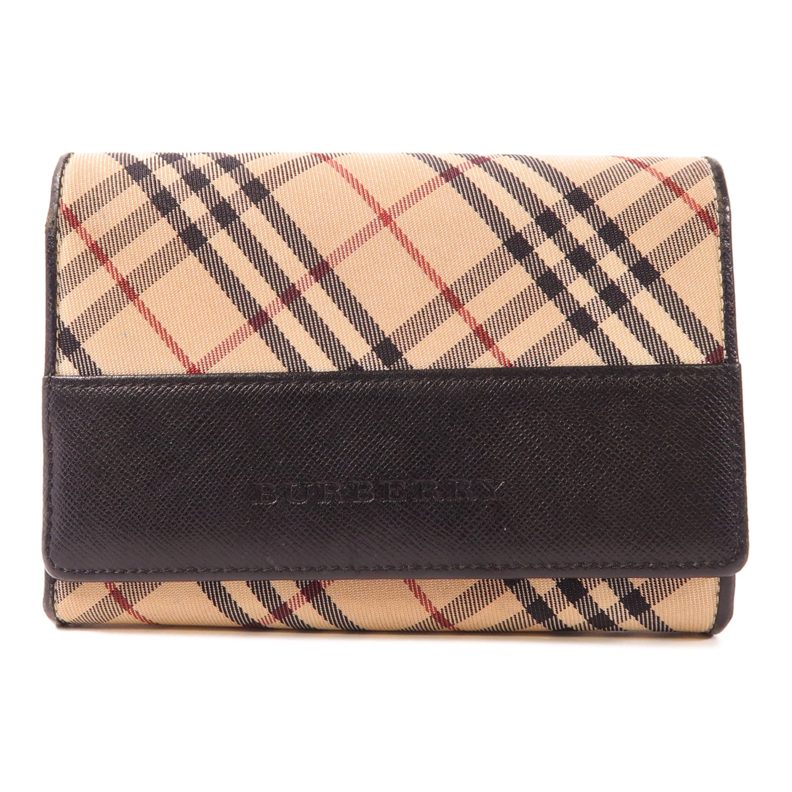 BURBERRY 帆布/皮革Wallet銀扣錢包