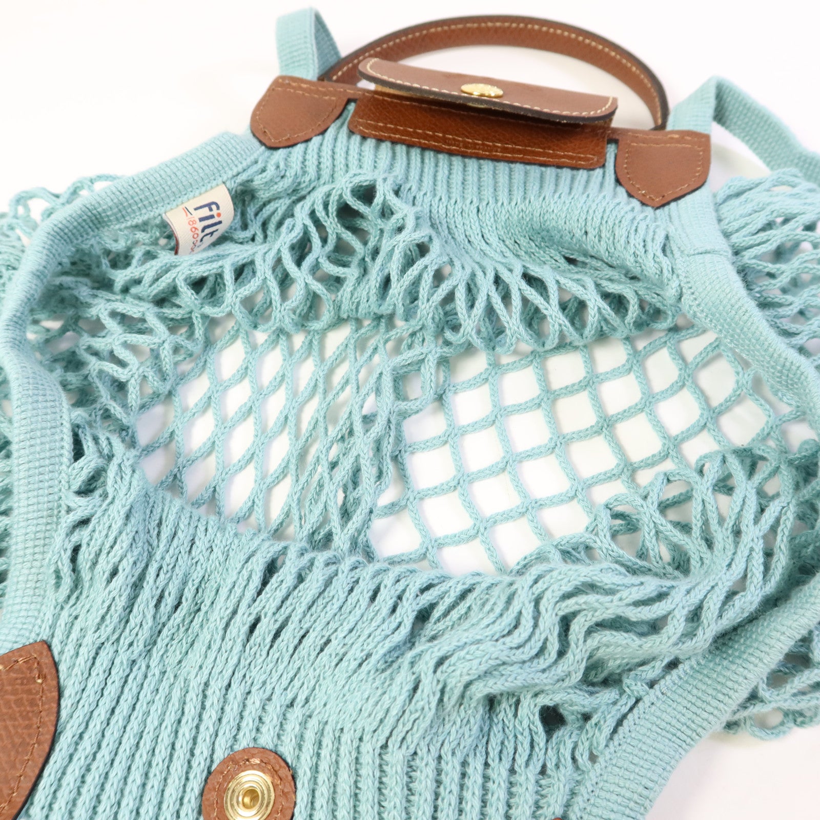 Longchamp 棉質/牛皮皮革2 Way Shoulder Bag金扣手挽肩背兩用袋