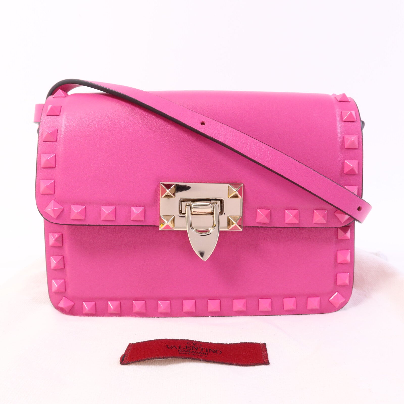 Valentino 牛皮皮革Rockstud 23金扣肩背袋
