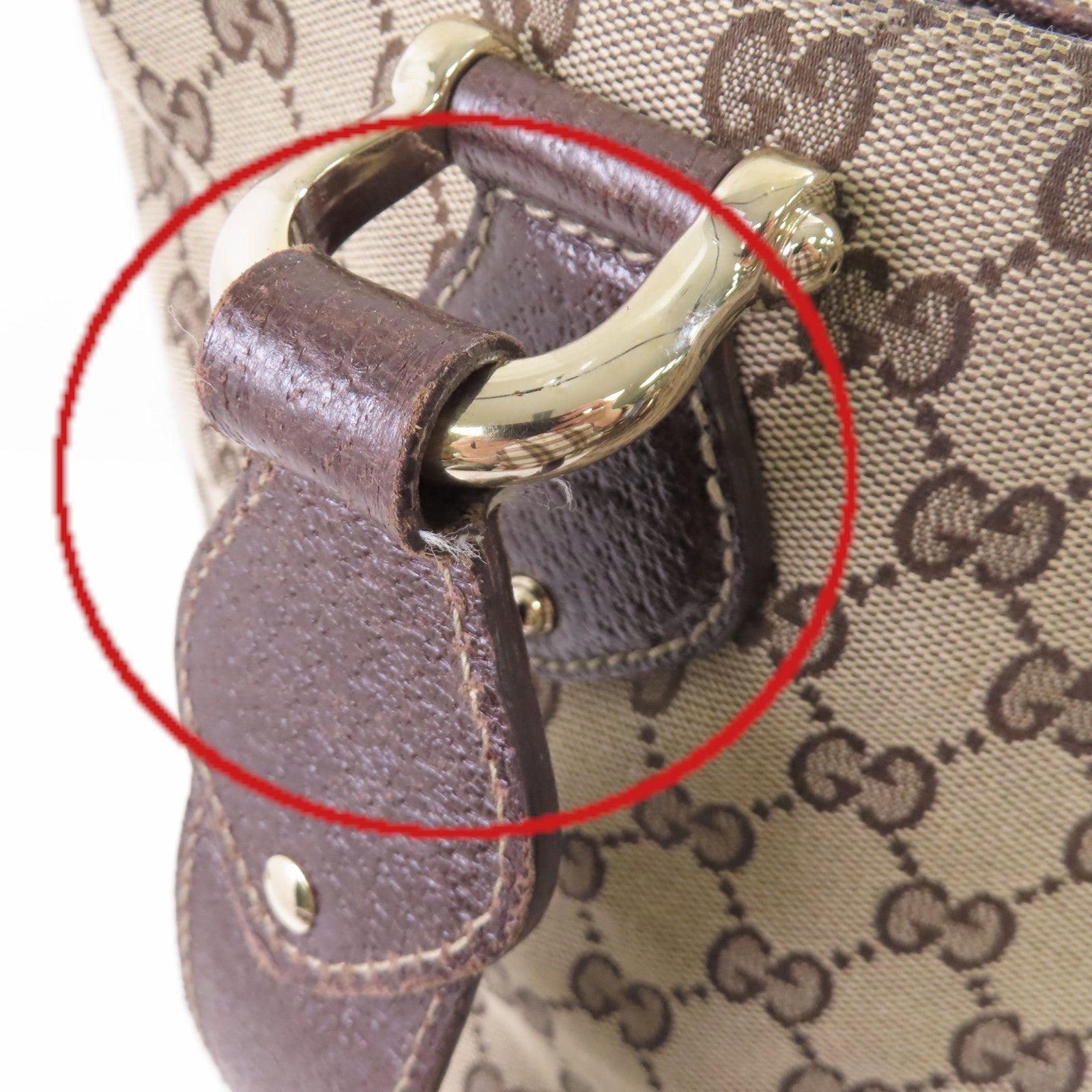 GUCCI 【激減優惠】GG帆布Tote Bag金扣手挽啡色