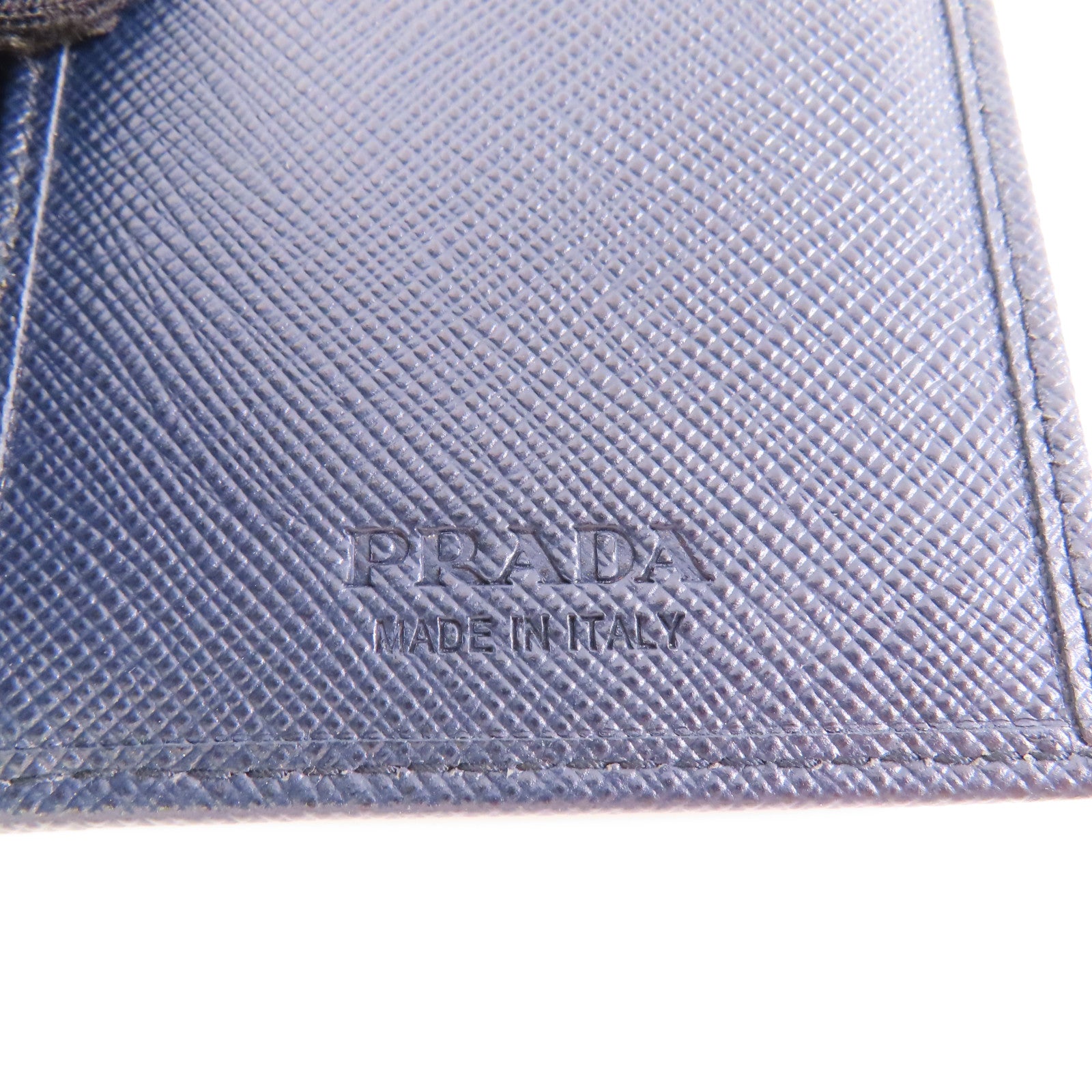 PRADA SHW Long Bifold Wallet 2MU836 Saffiano Leather Navy Blue