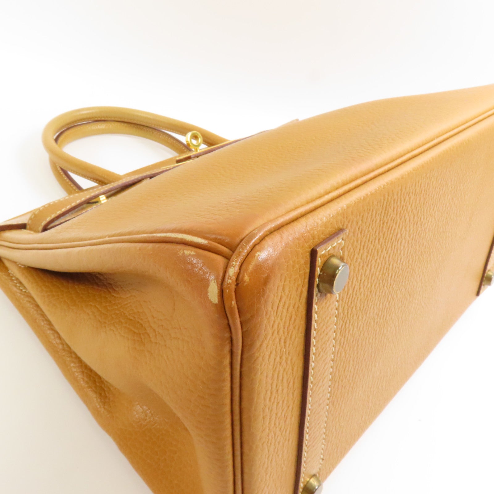 HERMES Ardennes皮革Birkin 30金扣手挽袋Natural