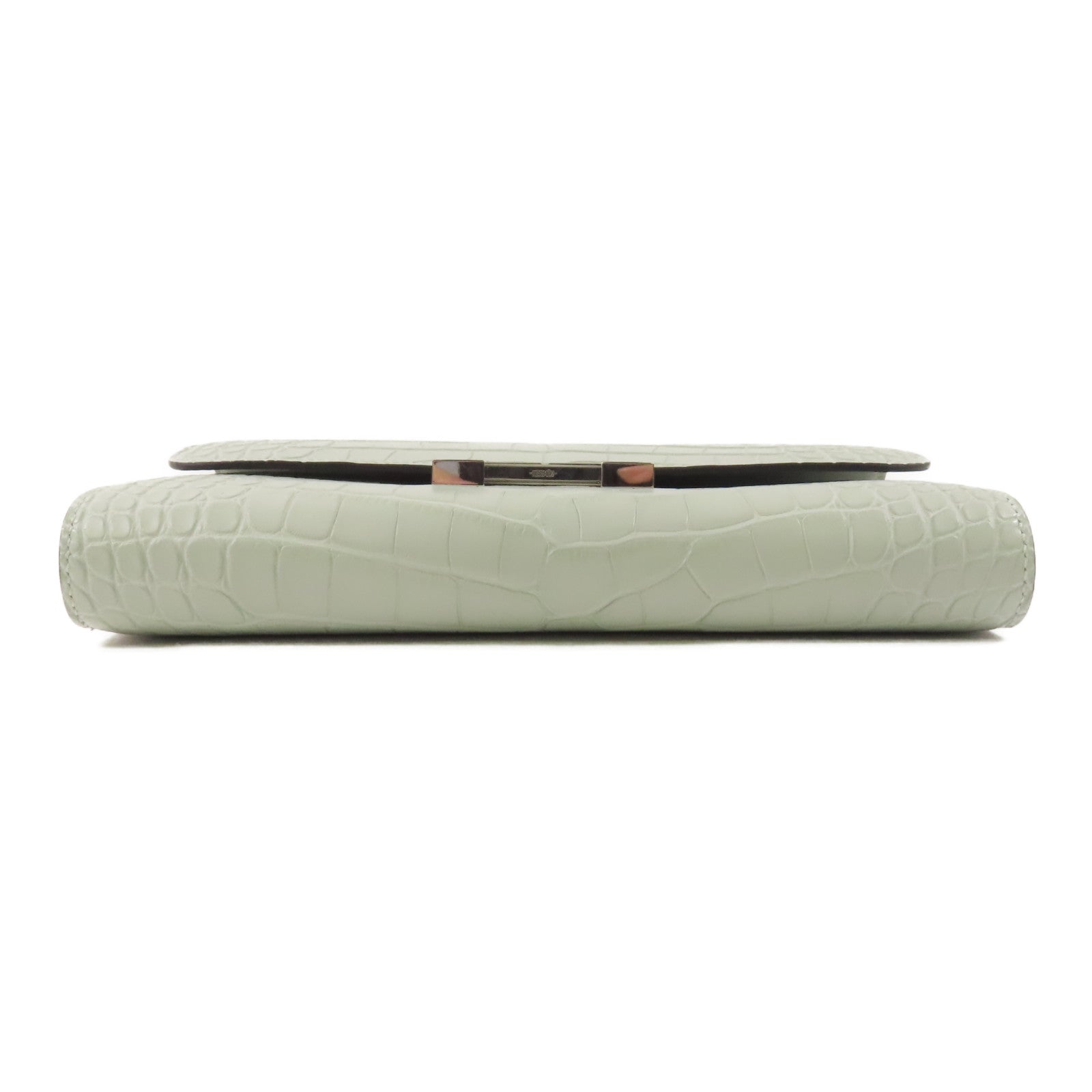 HERMES Alligator皮革Constance To Go銀扣肩背袋Gris Neve
