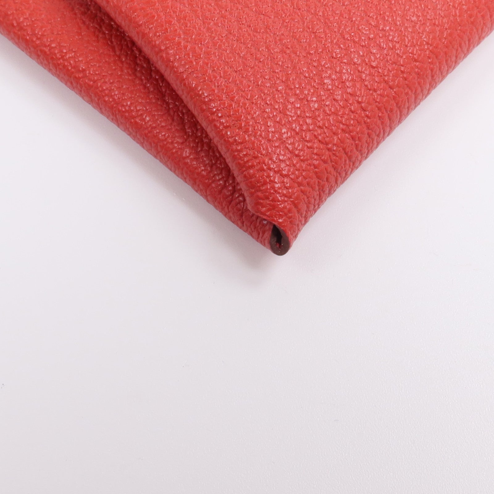 HERMES Chevre皮革Bastia零錢包Rose Texas