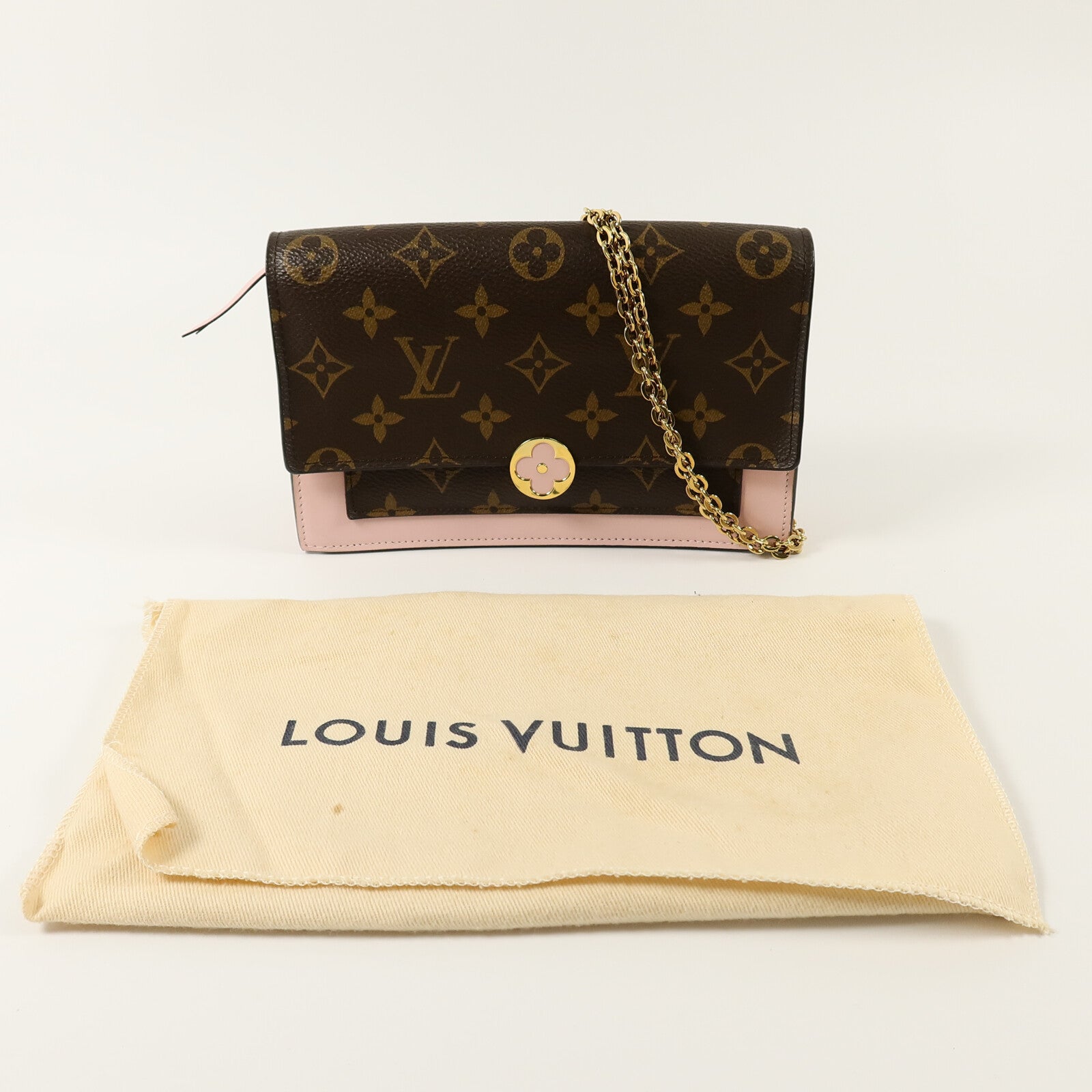 LOUIS VUITTON Monogram Flore Chain Wallet鏈帶肩背袋