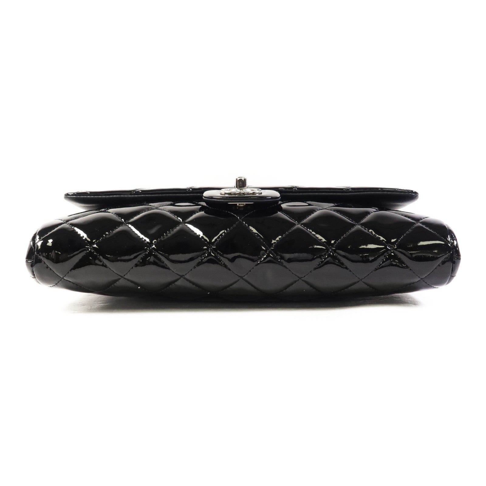 CHANEL 漆皮皮革Chain Shoulder Bag銀扣鏈帶肩背袋