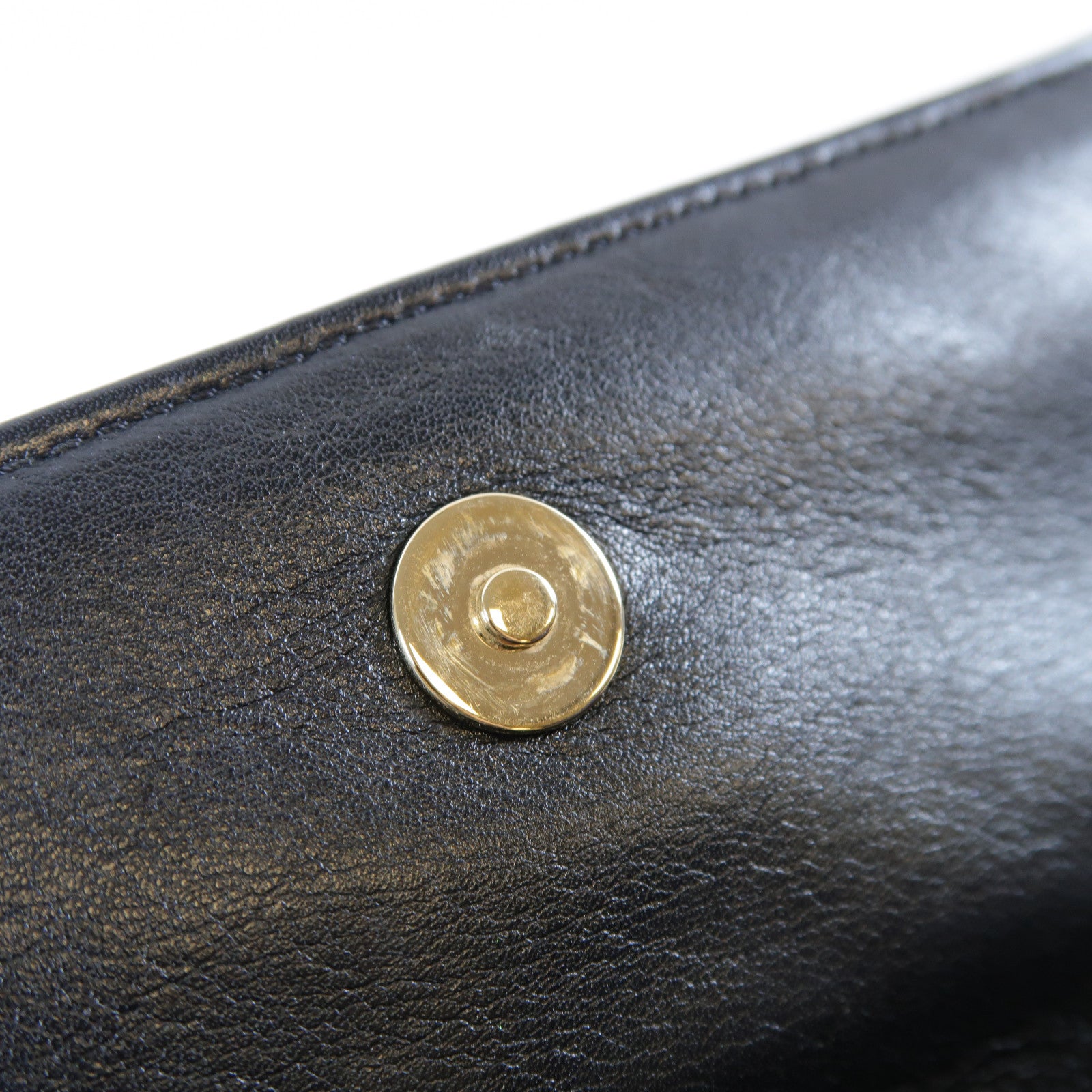 CHANEL 斜紋牛皮皮革Chain Shoulder Bag金扣鏈帶肩背袋黑色