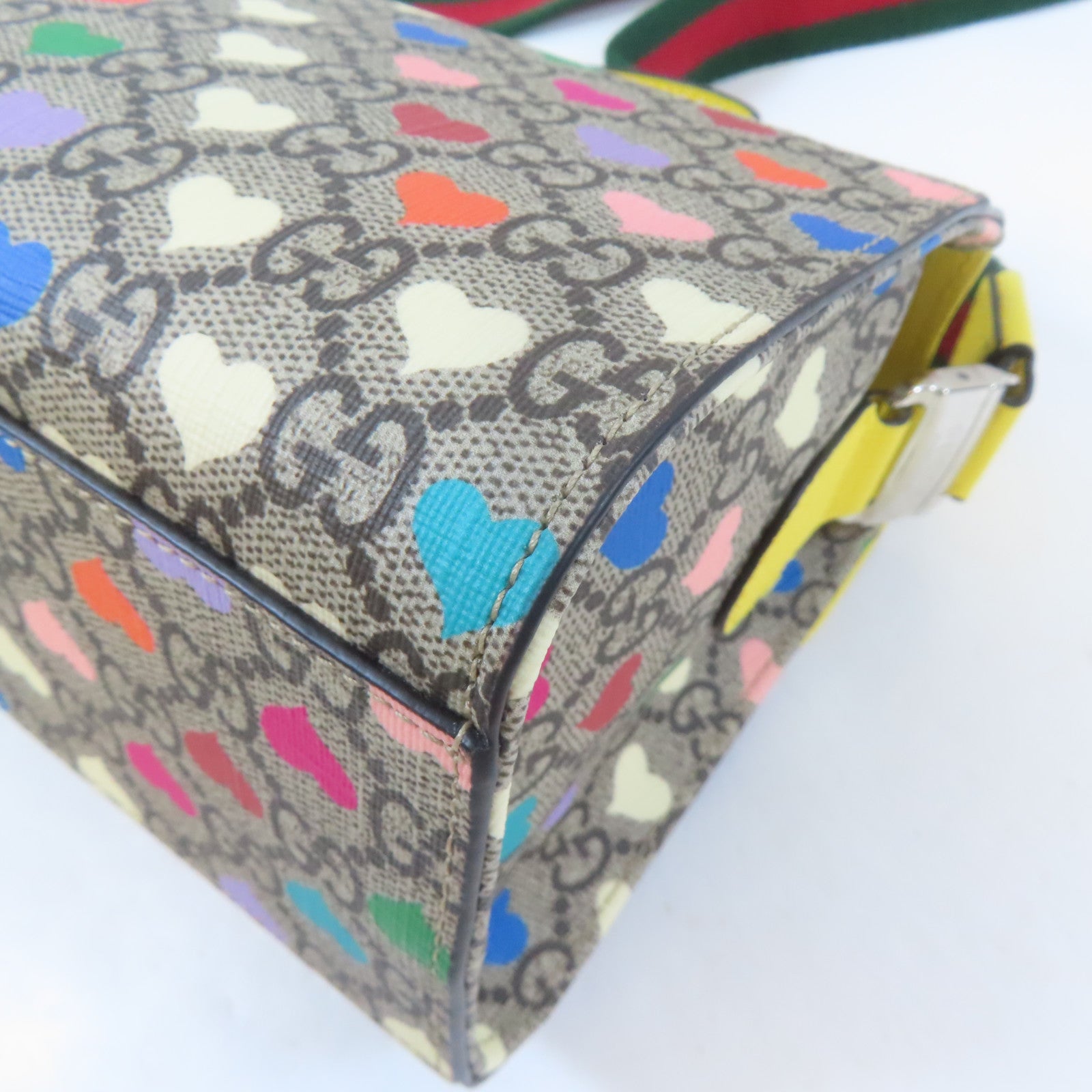 GUCCI 【激減優惠】塗層帆布GG Supreme 2 Way Bag銀扣手挽肩背兩用袋啡色/黃色