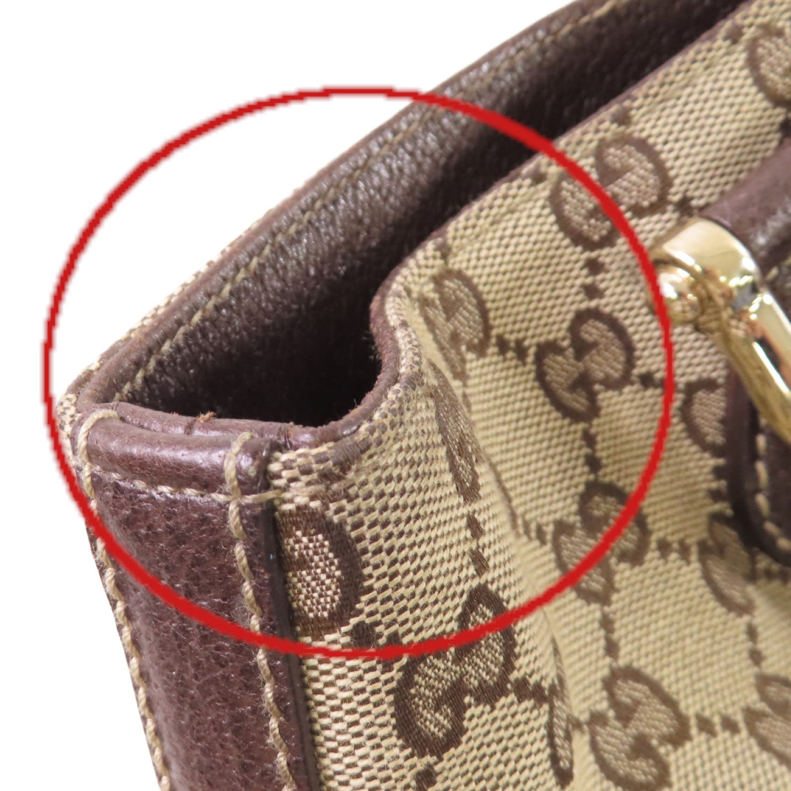 GUCCI 【激減優惠】GG帆布Tote Bag金扣手挽啡色