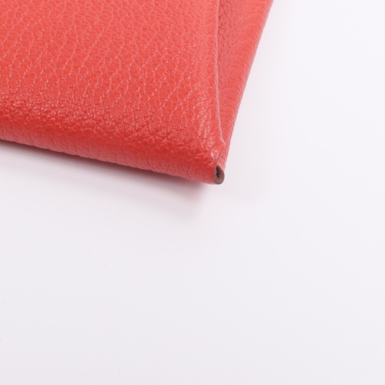 HERMES Chevre皮革Bastia零錢包Rose Texas