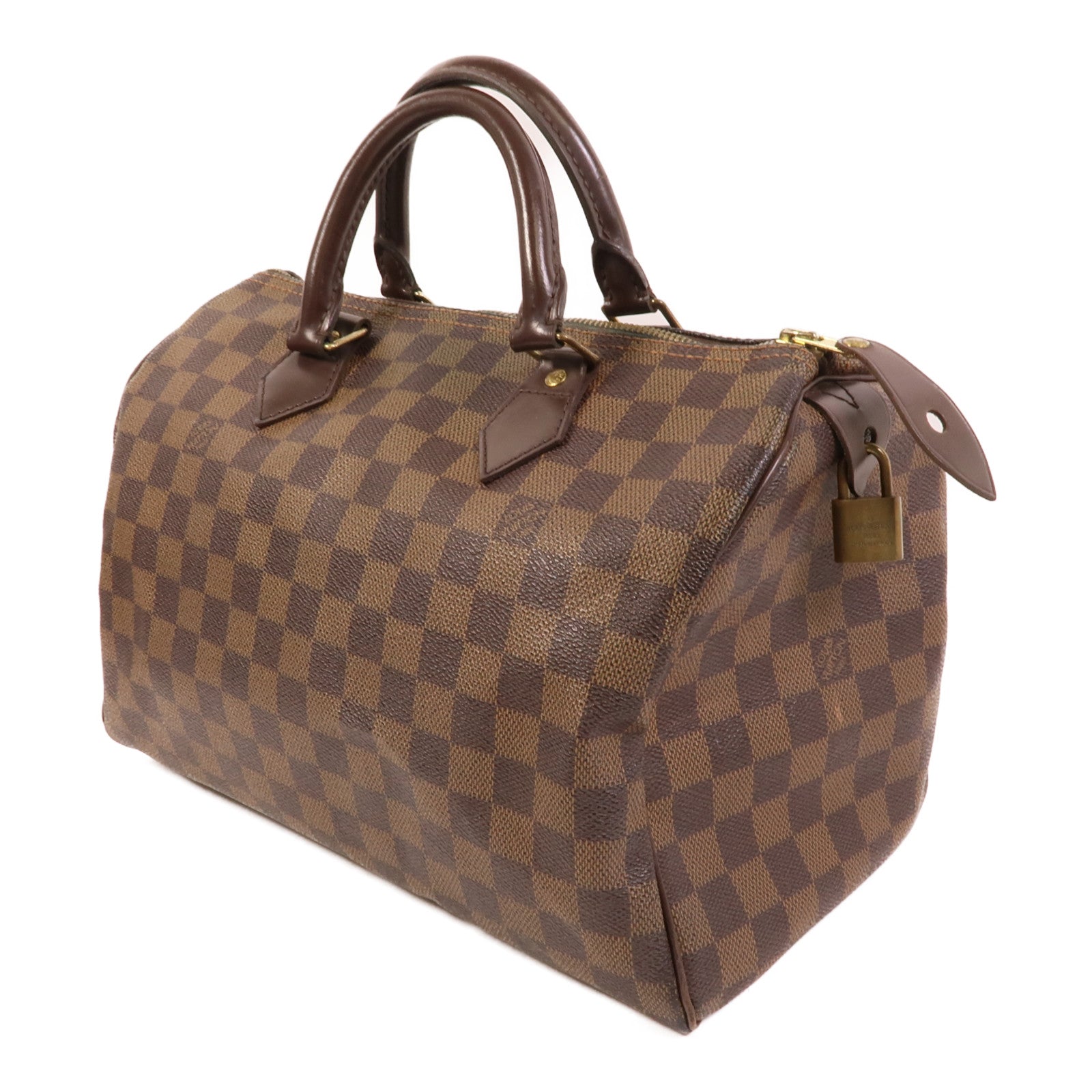 LOUIS VUITTON Damier Speedy 30金扣手挽袋