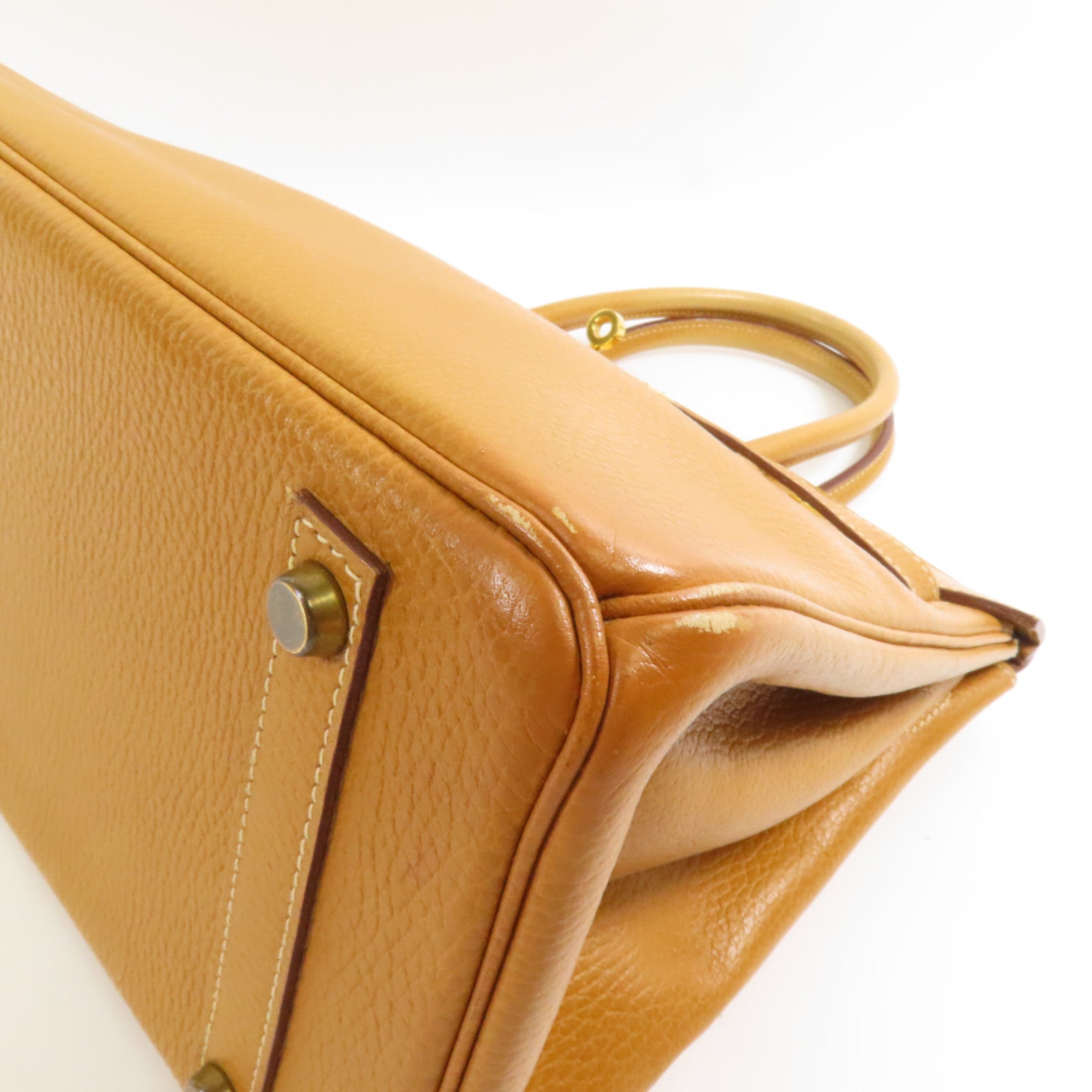 HERMES Ardennes皮革Birkin 30金扣手挽袋Natural