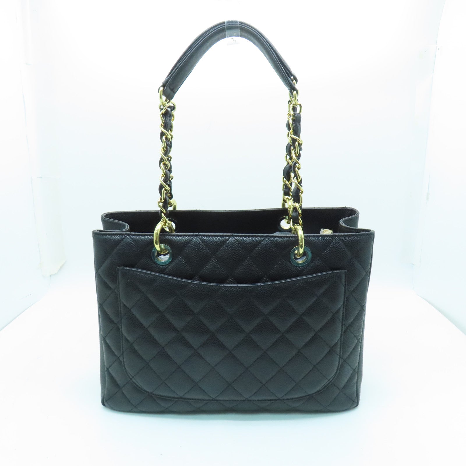 CHANEL 【激減優惠】菱格Caviar皮革GST Grand Shopping Tote Bag金扣肩背袋黑色