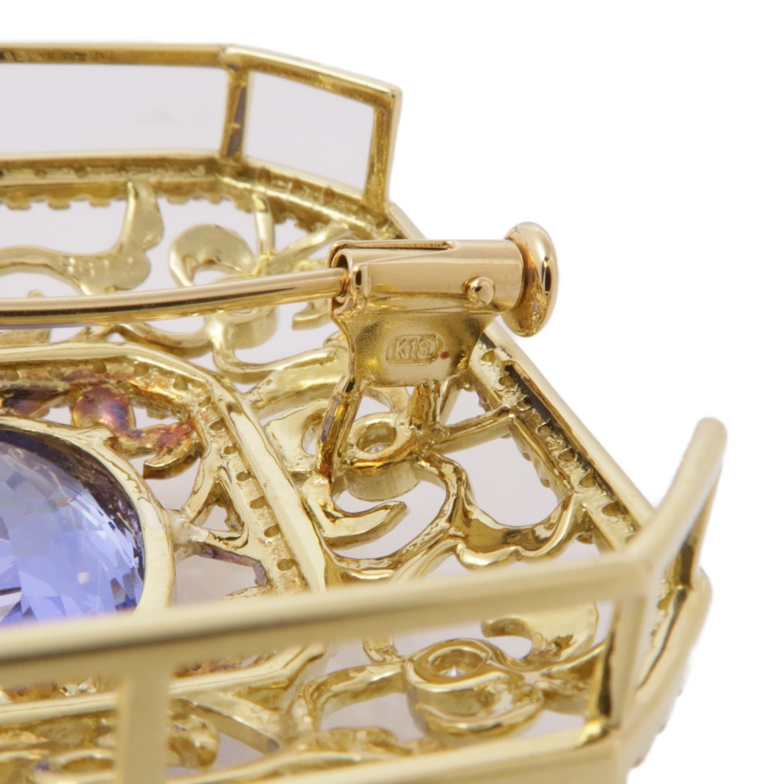 JEWELRY 18K黃金Tanzanite Diamond Brooch坦桑石/鑽石胸針