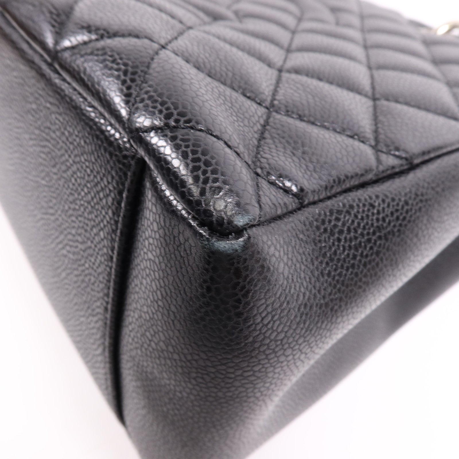 CHANEL 牛皮皮革GST Grand Shopping Tote Bag銀扣鏈帶肩背袋