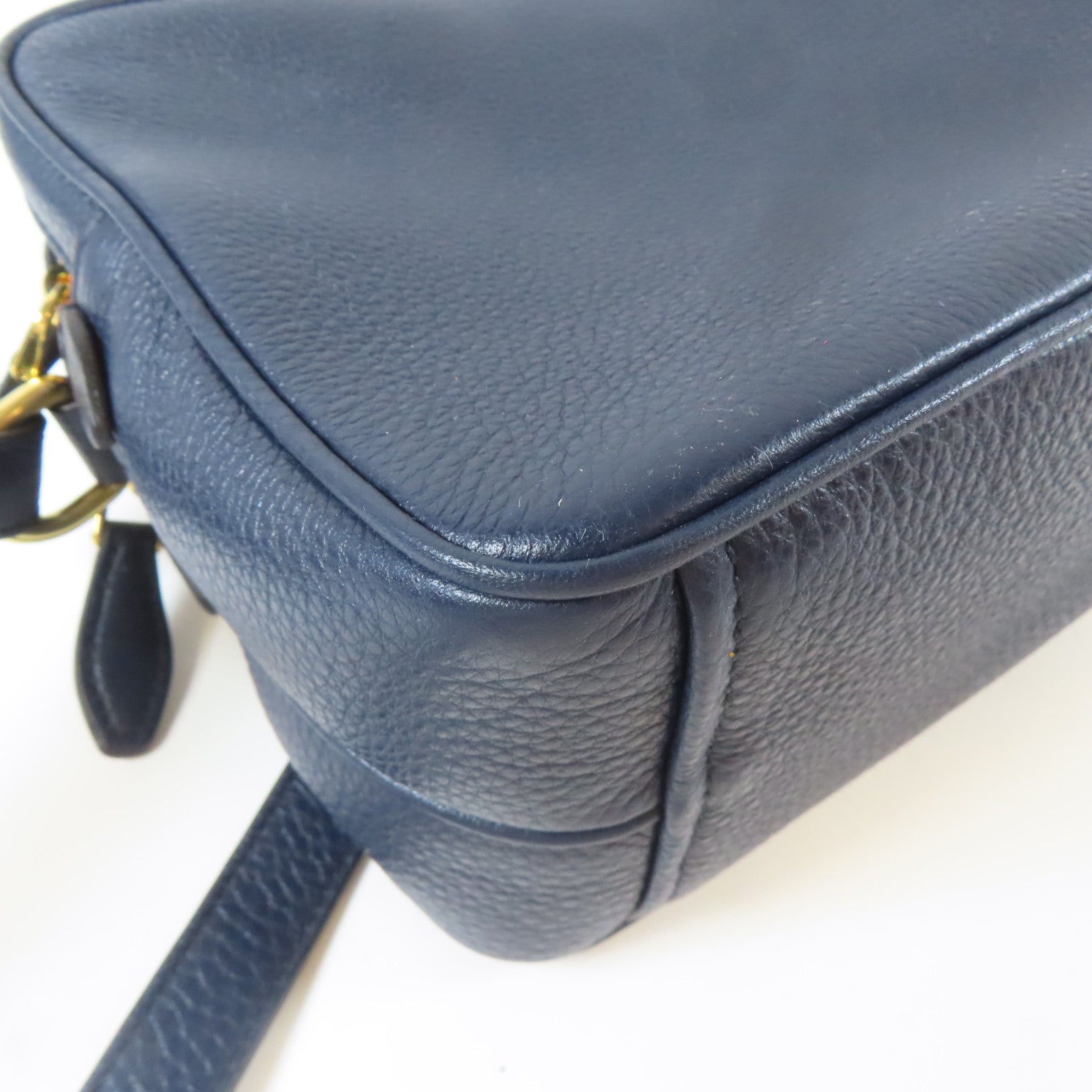 PRADA 牛皮皮革Shoulder Bag金扣肩背袋深藍色