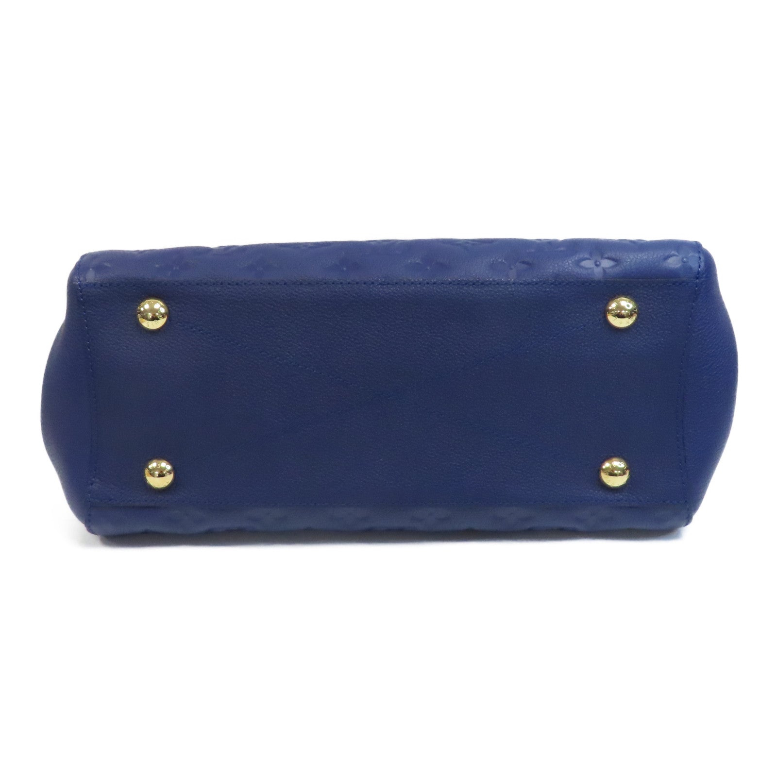 LOUIS VUITTON Monogram Empreinte Montaigne MM金扣手挽肩背兩用袋藍色